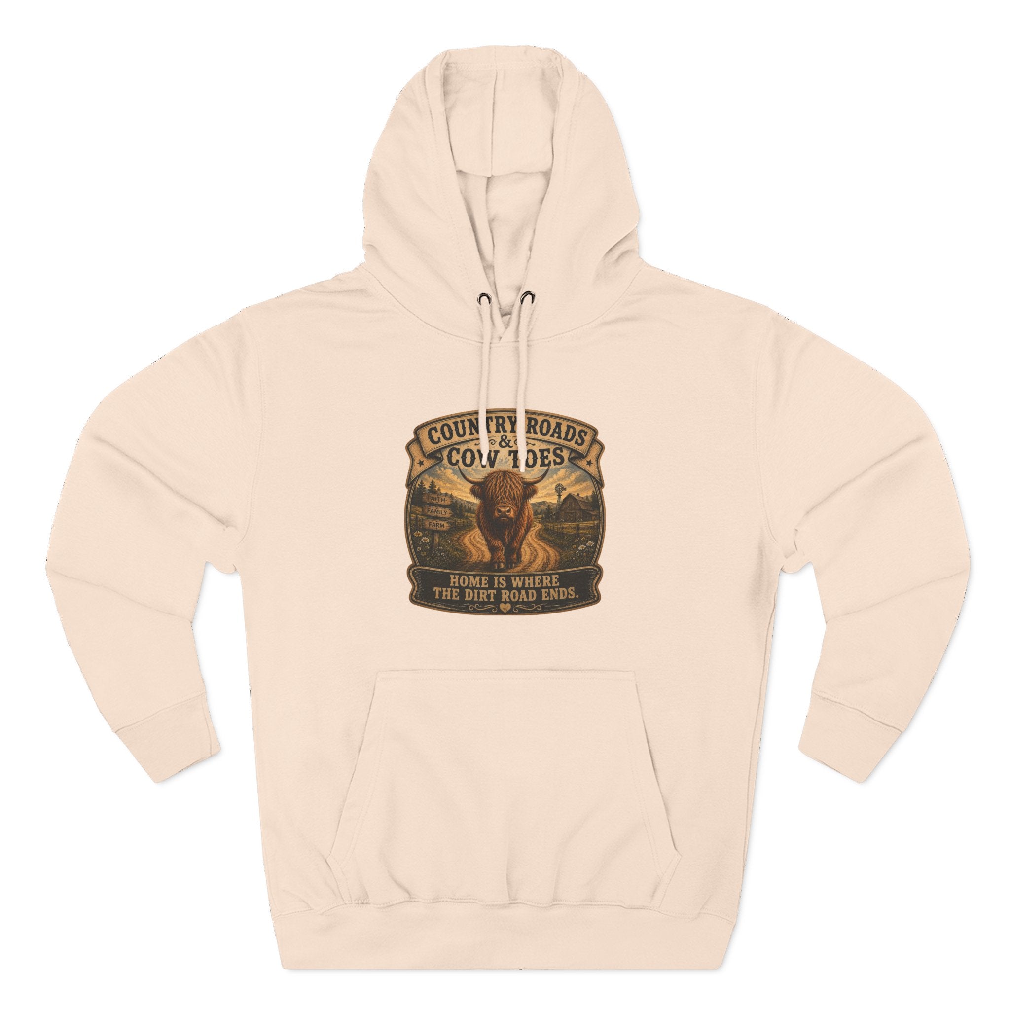 Country Roads Cow Toes three-Panel Fleece Hoodie