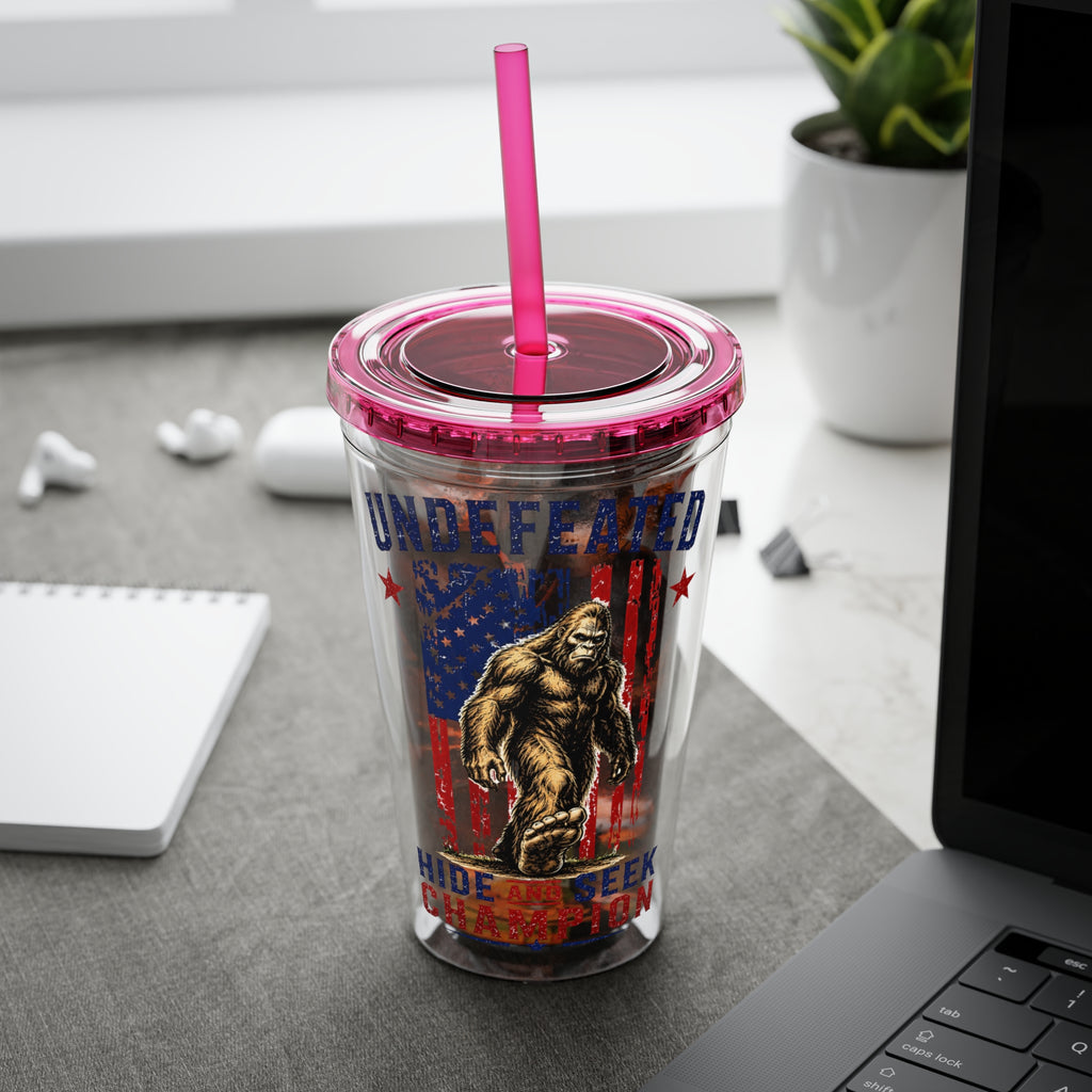 Undefeated Hide & Seek Champion 4th of July Sunsplash Tumbler with Straw, 16oz