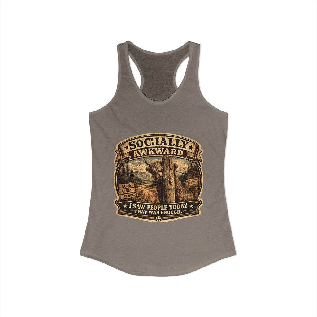 Socially Awkward Highland Cow Women's Ideal Racerback Tank