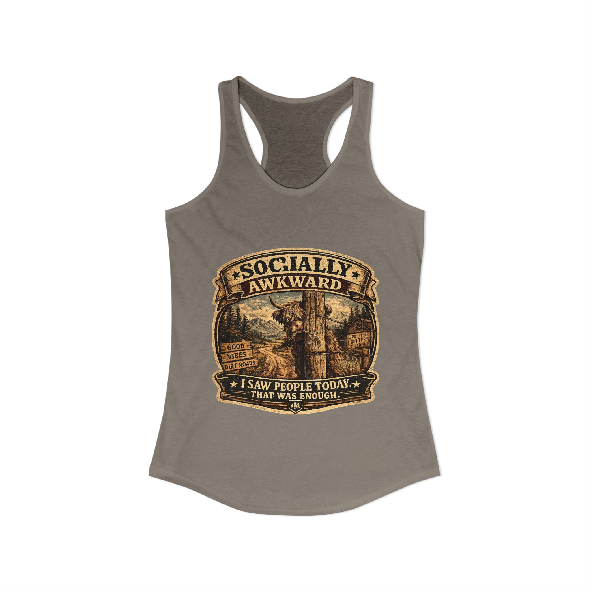 Socially Awkward Highland Cow Women's Ideal Racerback Tank