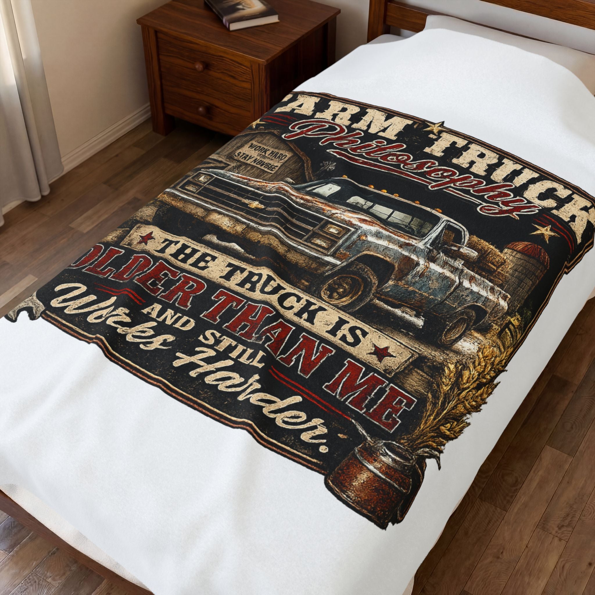 "The Truck Is Older Than Me and Still Works Harder" — Farm Truck Philosophy Velveteen Plush Blanket