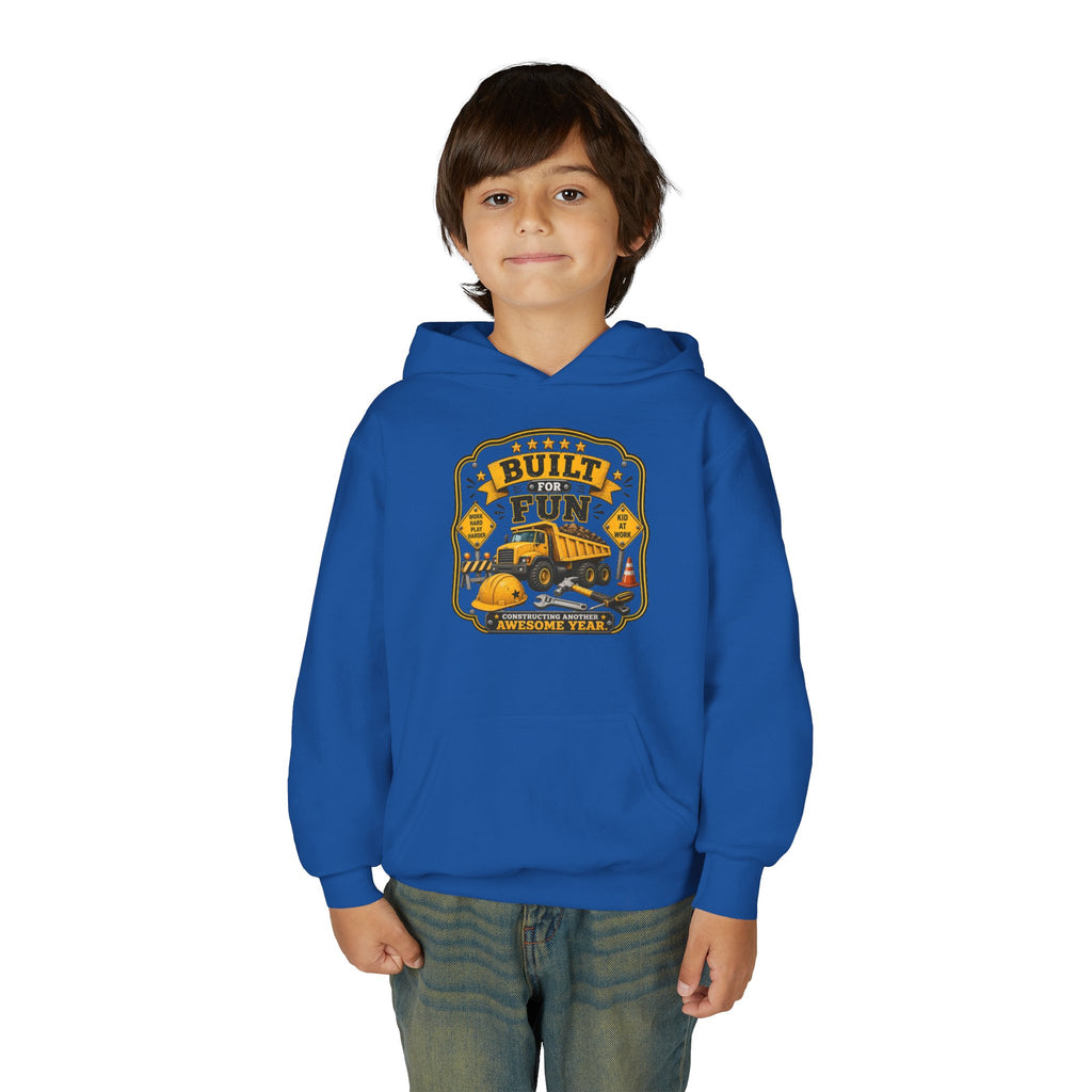 "Built for Fun" Construction Truck Pullover - Youth Hoodie