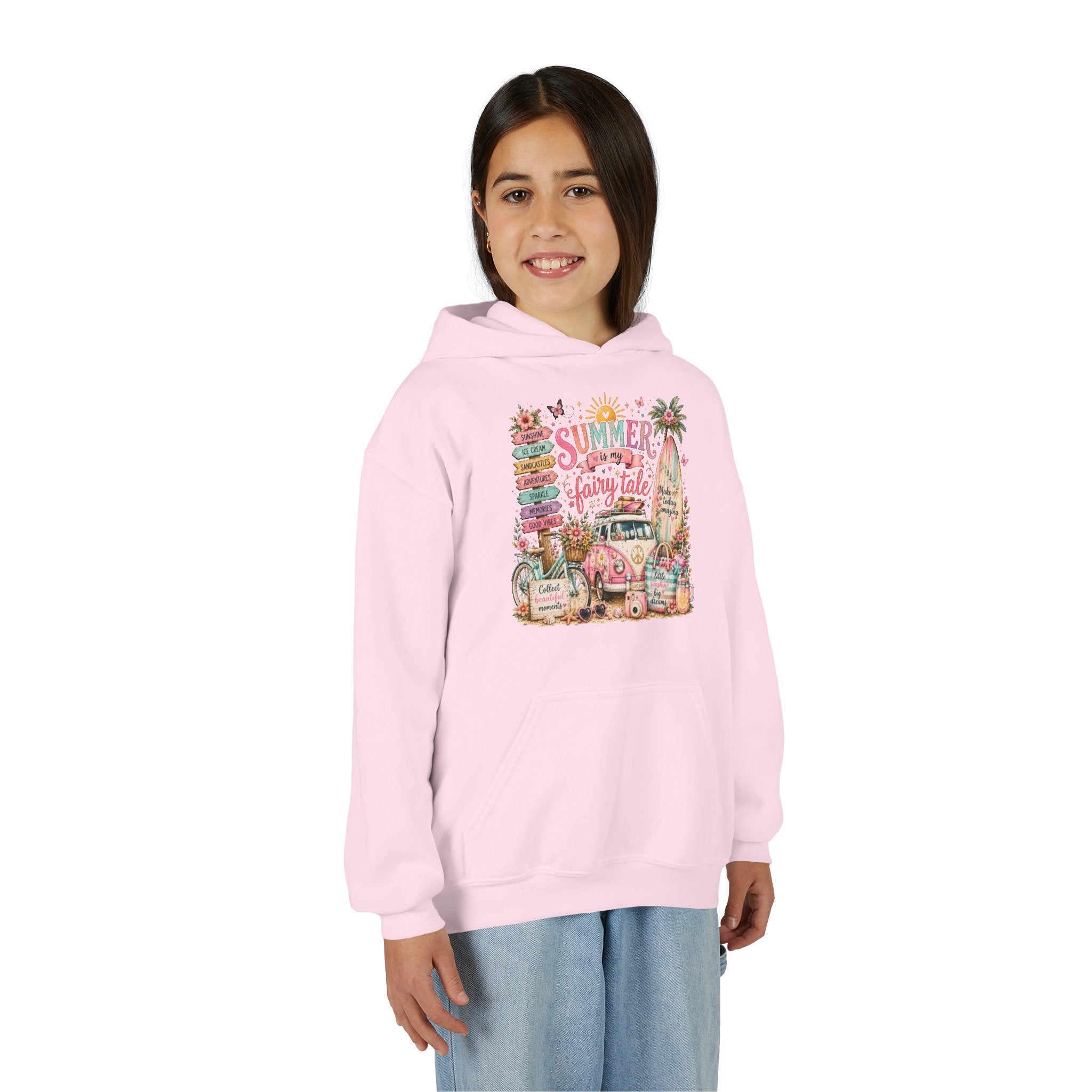 'Summer Fairy Tale' Retro Beach Camper Graphic – Youth Hoodie