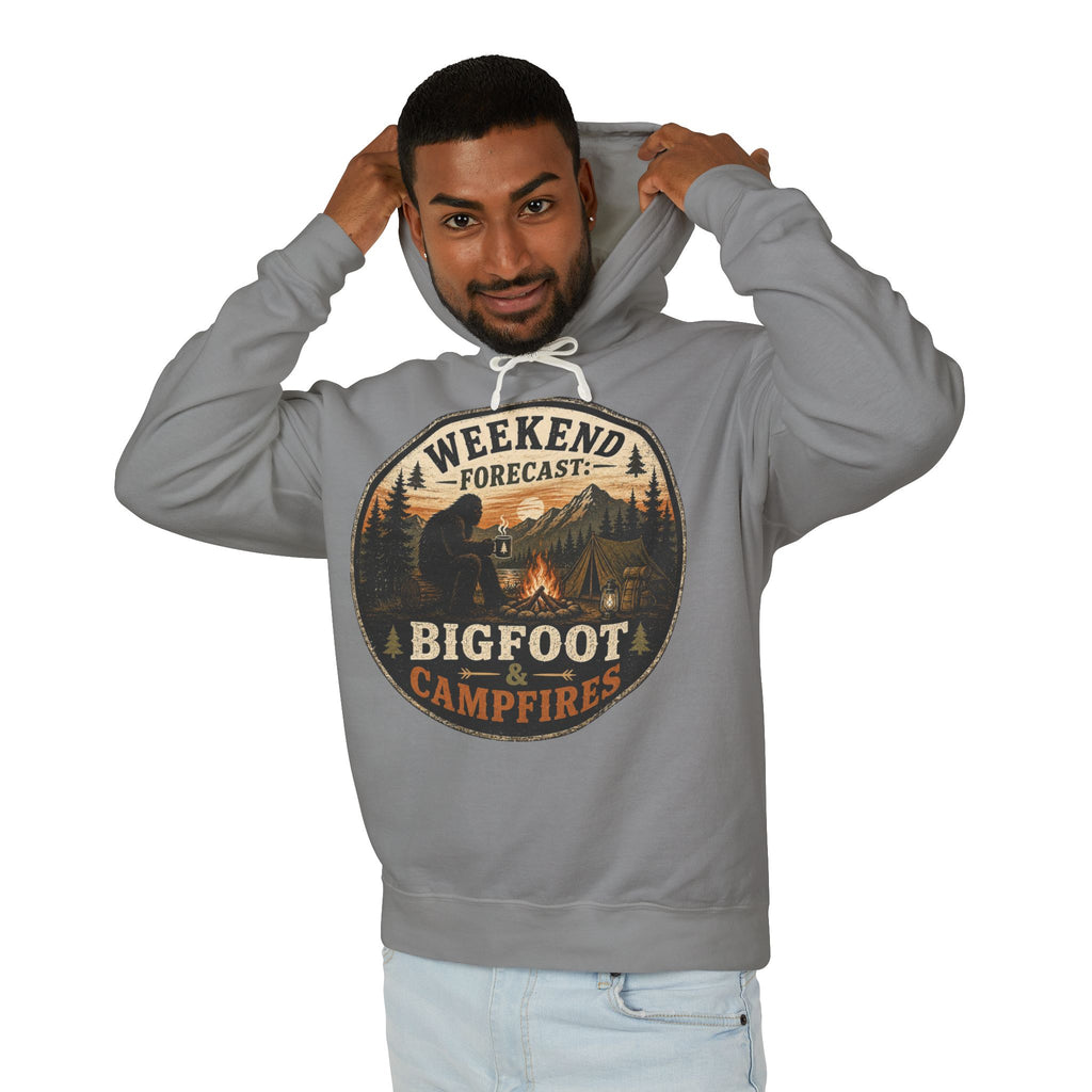 Bigfoot & Campfires Hoodie — Weekend Forecast Camping Graphic Sweatshirt