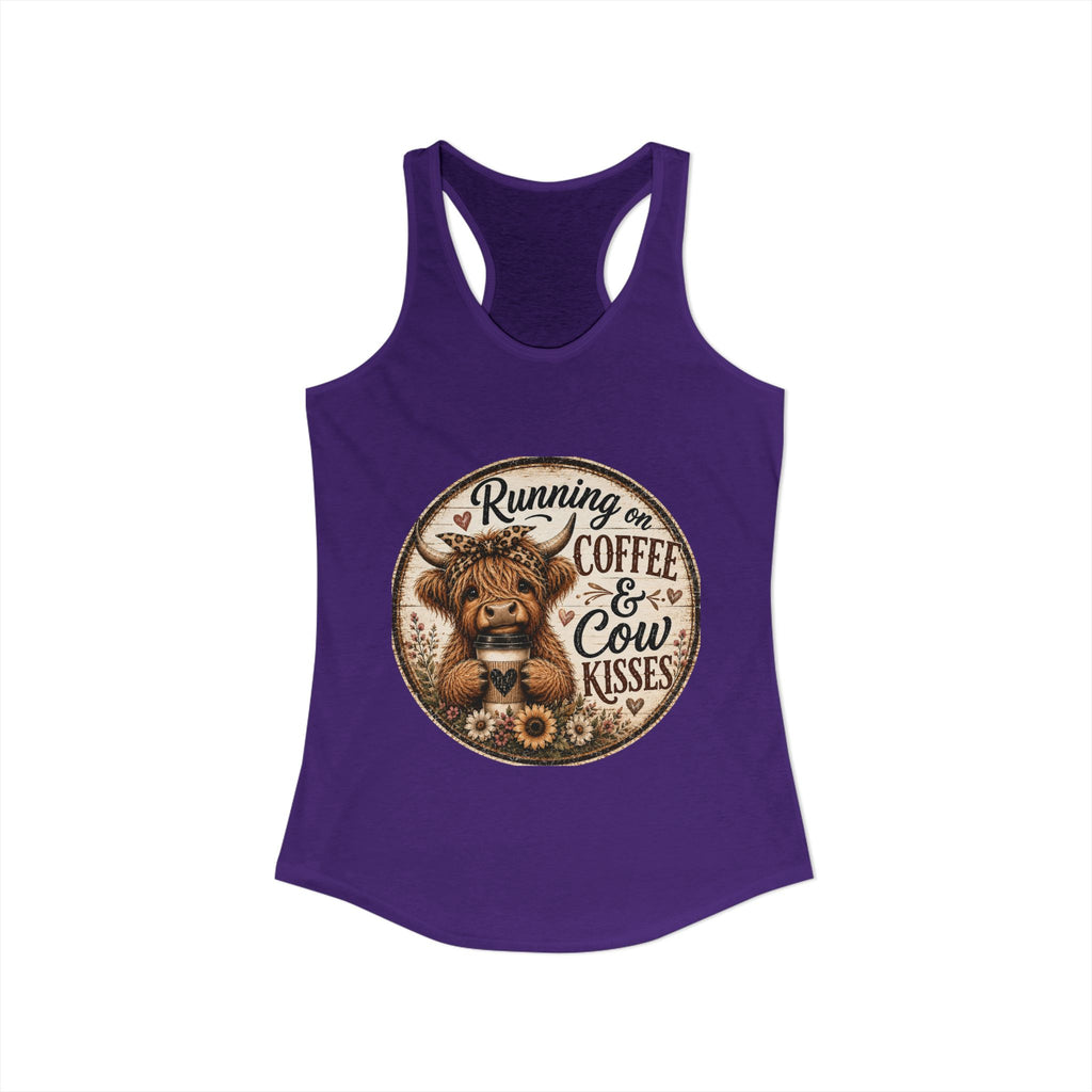Running on Coffee & Cow Kisses Women's Ideal Racerback Tank