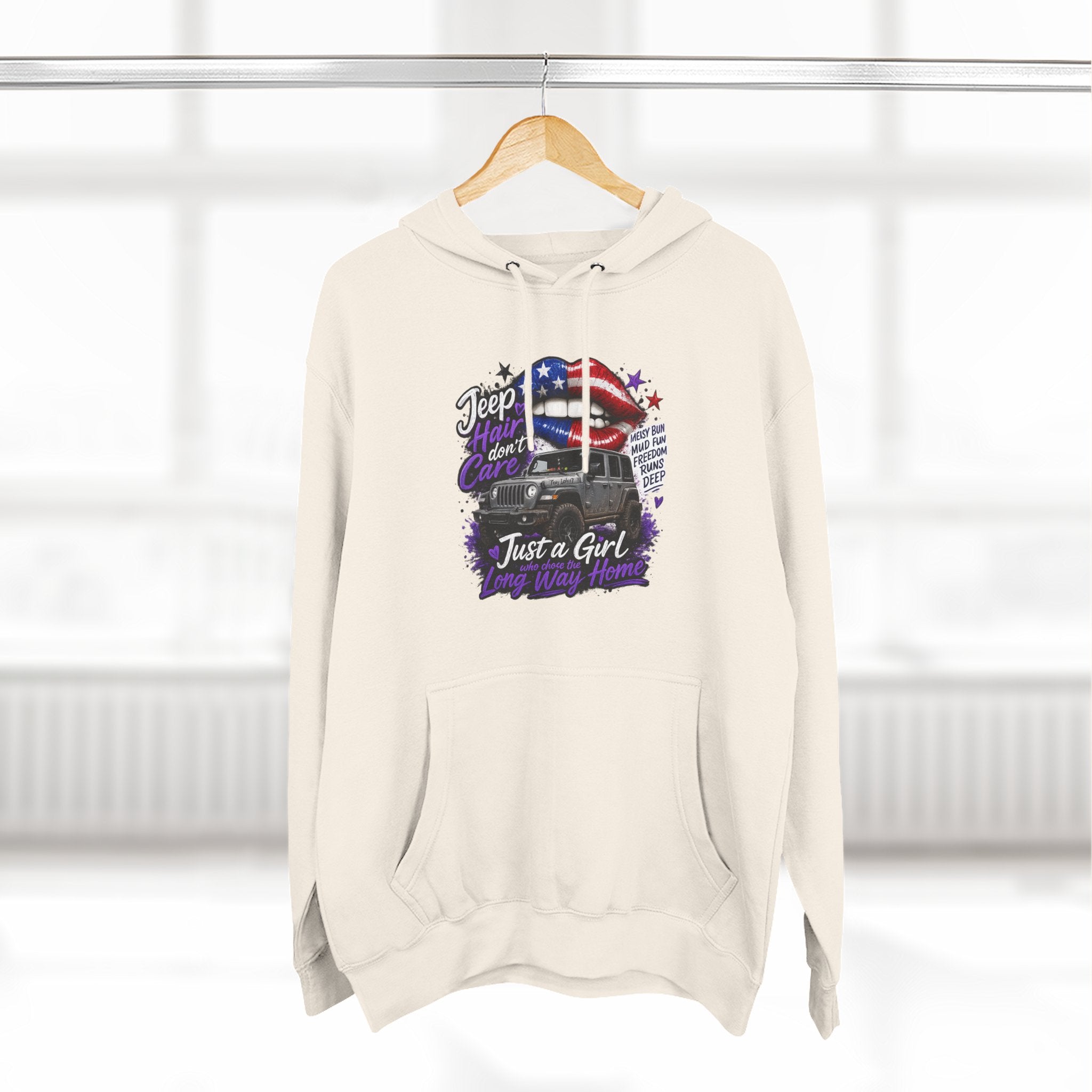 Patriotic 'Jeep Ain't Just a Girl Thing' – Graphic Fleece Pullover Jeep Driver Hoodie