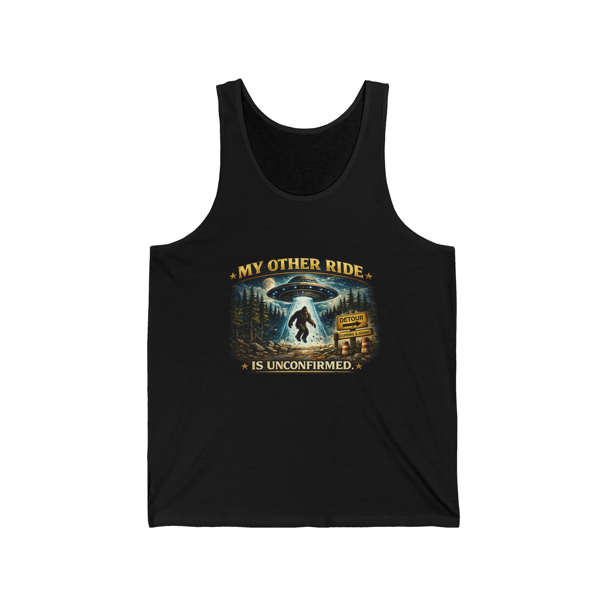 "My Other Ride is Unconfirmed" Cryptid Graphic Tank - Bigfoot UFO Tank Top