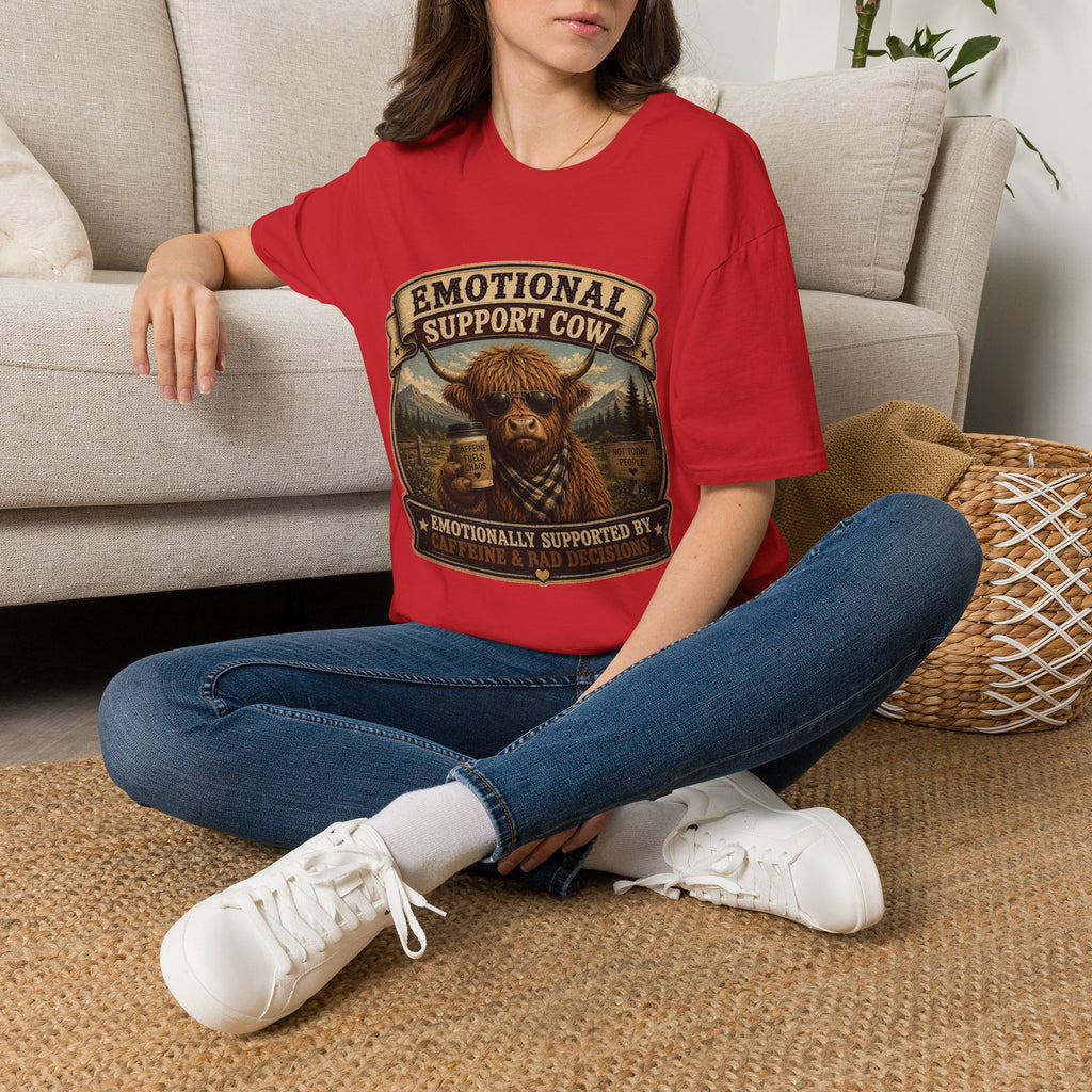 Emotional Support Cow - Highland Cow Unisex Softstyle T-Shirt