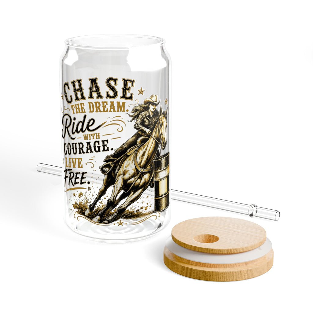 Chase the Dream Horse Gold Glass Straw Cup, 16oz