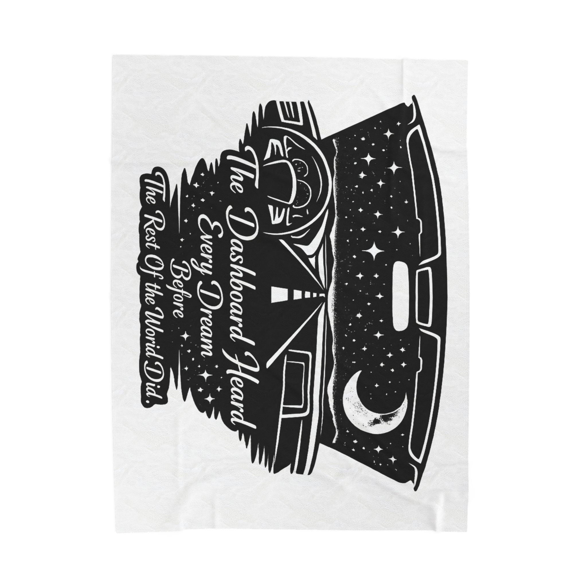 'The Dashboard Heard Every Dream' Retro Camper Moonlight Design - Velveteen Plush Blanket