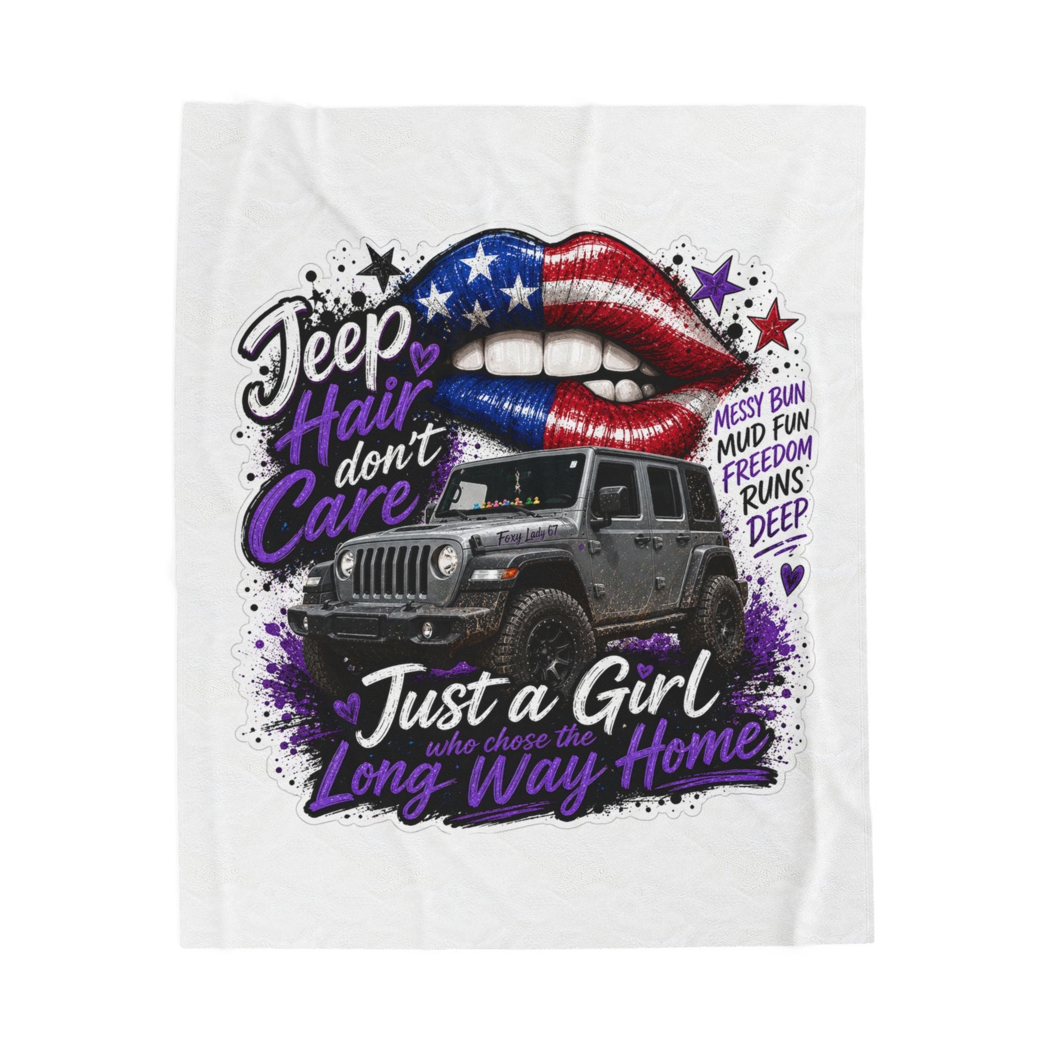 Just A Girl On A Long Way Home Jeep Velveteen Plush Blanket