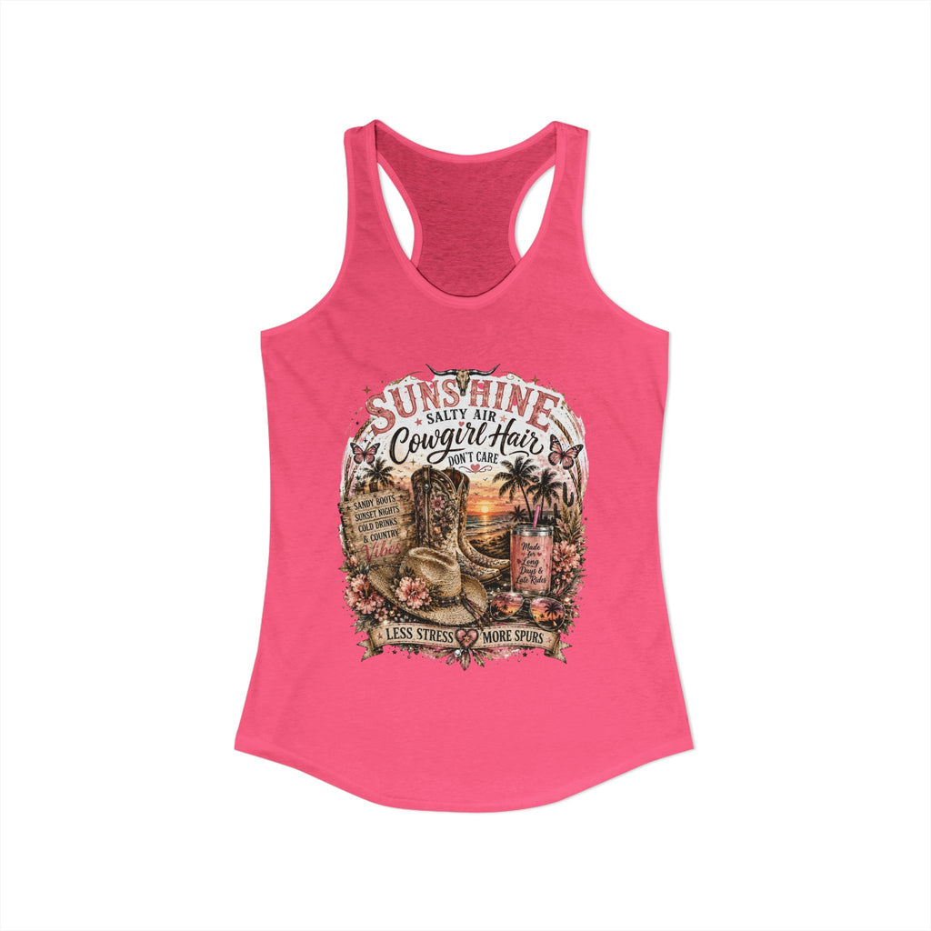 Sunshine Salty Air Cowgirl Hair Don't Care - Women's Ideal Racerback Tank
