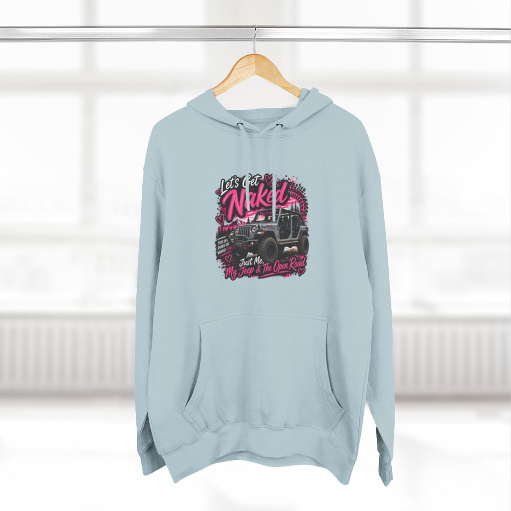 Jeep 'Let's Get Naked' Graphic Hoodie — (Pink) Off-Road Adventure Pullover