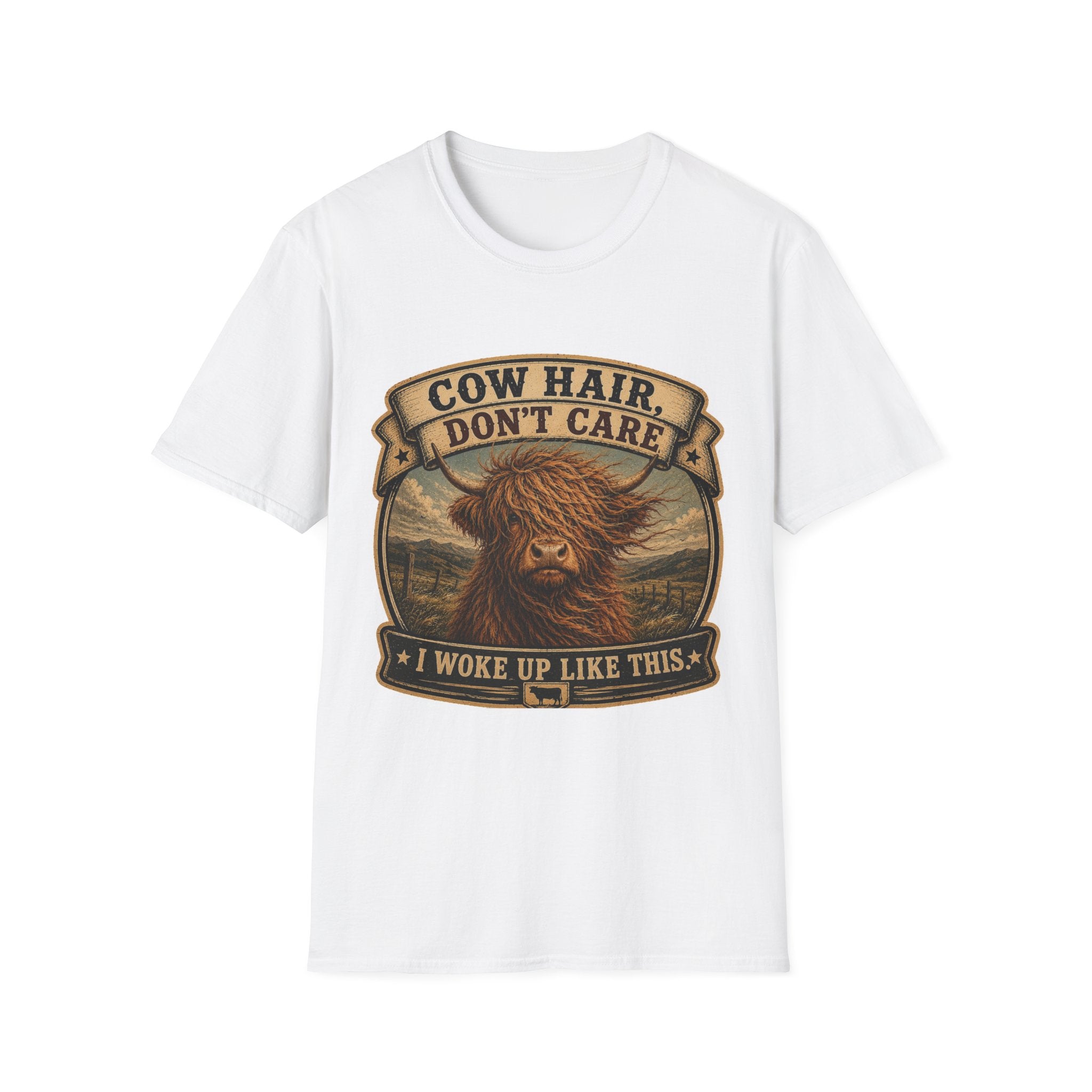 Cow Hair Don't Care Highland Cow - Unisex Softstyle T-Shirt