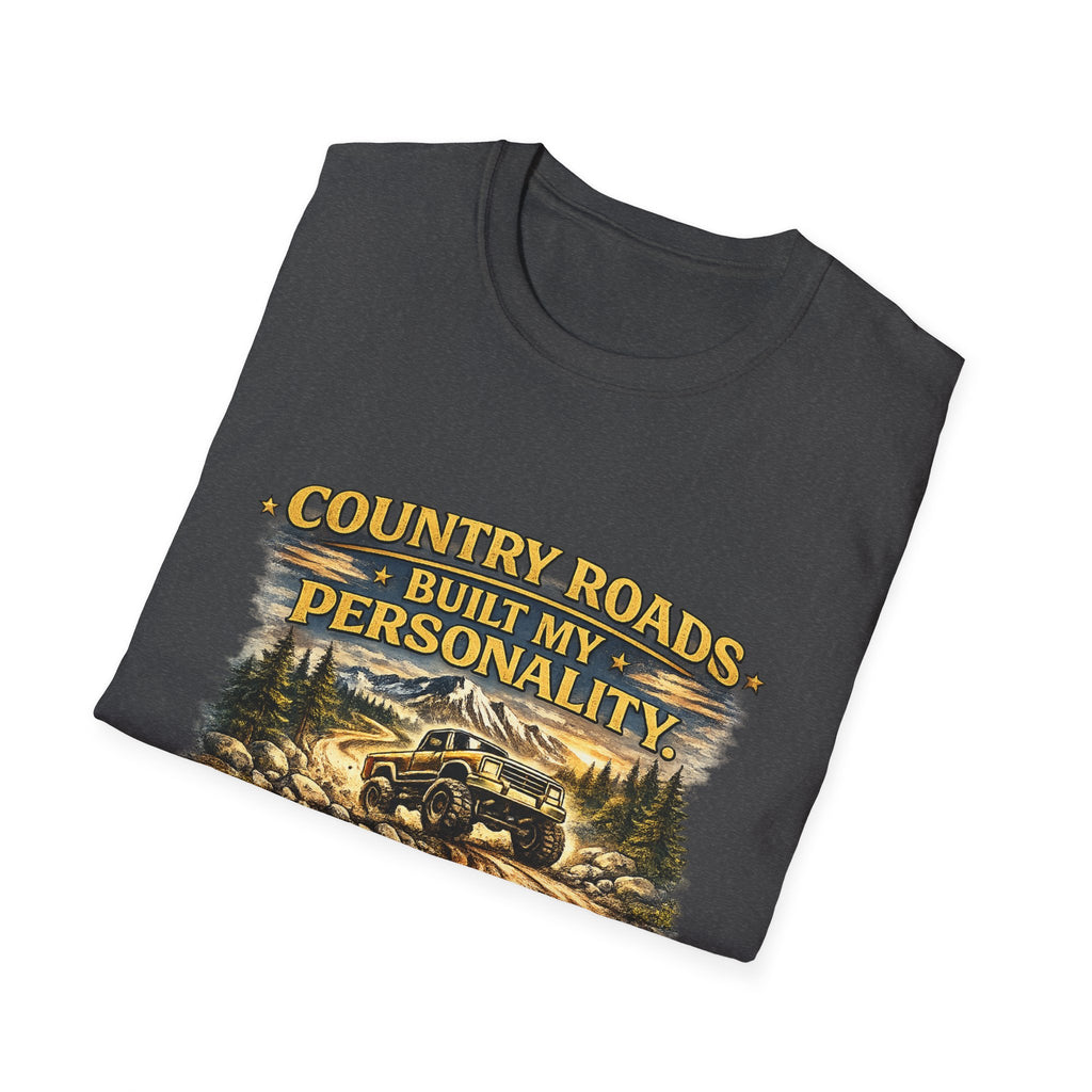 "Country Roads Built My Personality" Vintage Mountain Truck Tee — T-Shirt