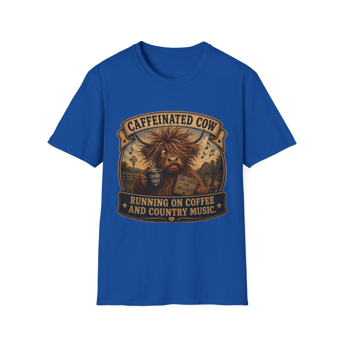 Caffeinated Cow Unisex Softstyle T-Shirt