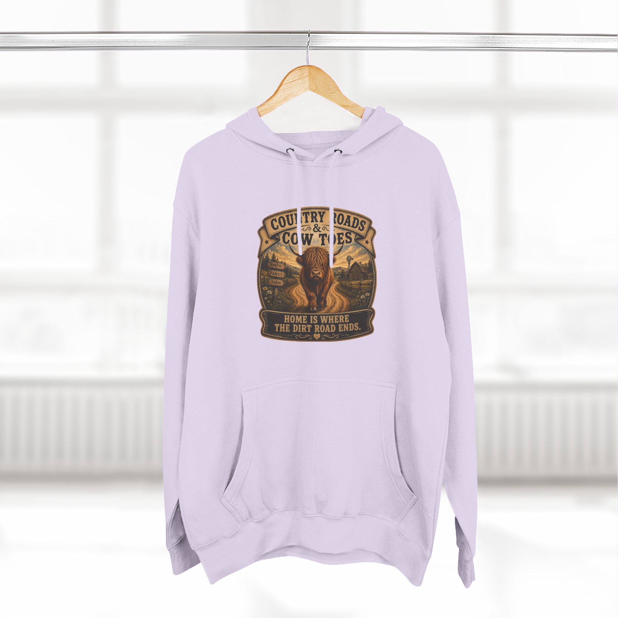 Country Roads Cow Toes three-Panel Fleece Hoodie