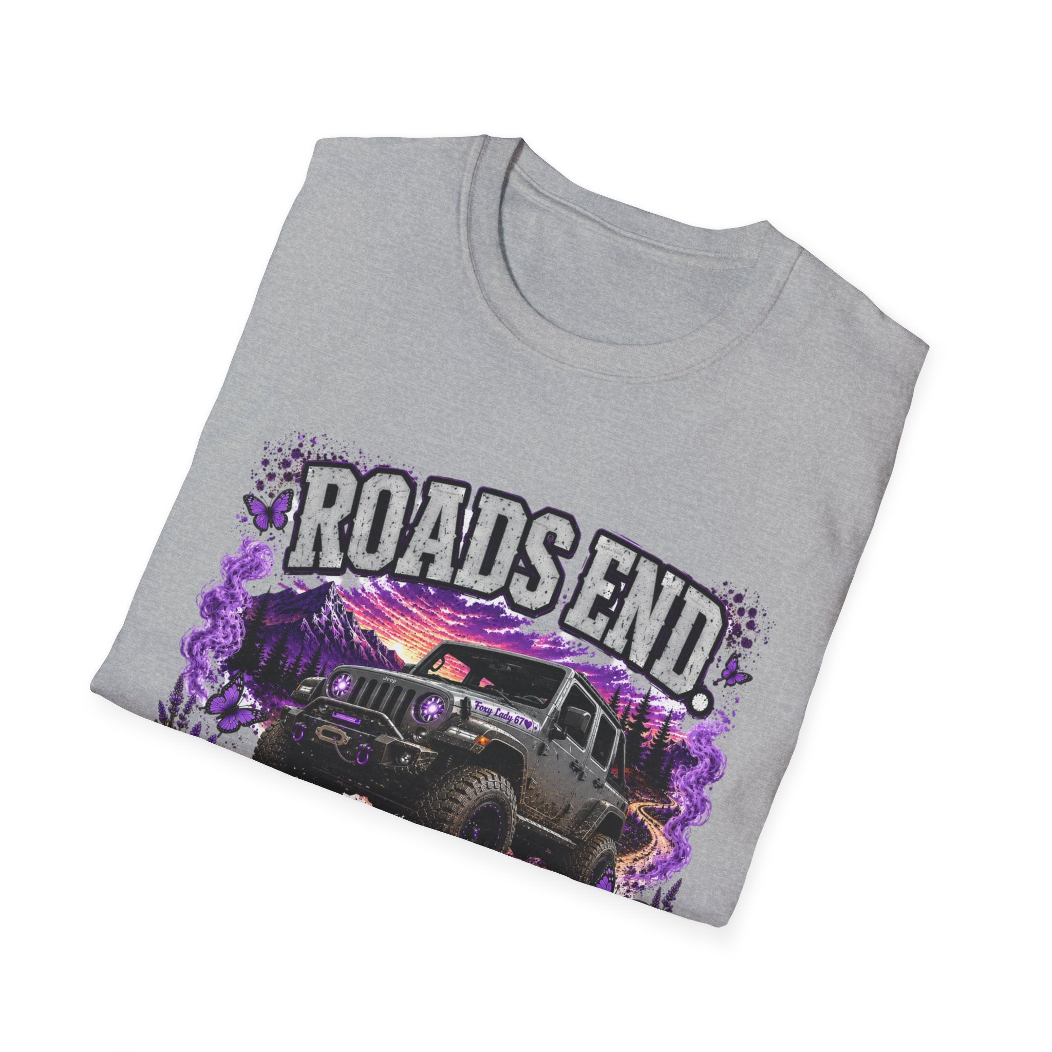 Roads End Jeep (Purple) Unisex Softstyle T-Shirt