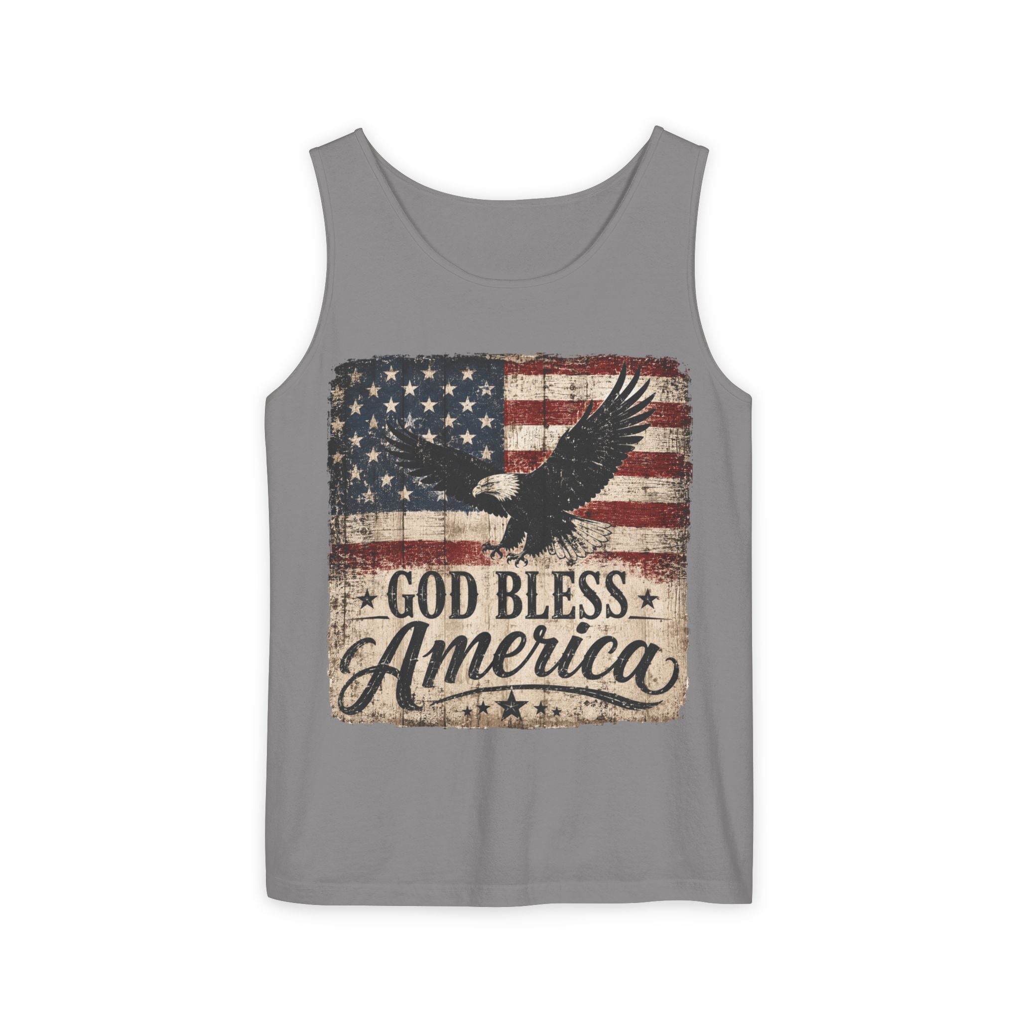 God Bless America Flag Tank Top — Patriotic Eagle USA Sleeveless Shirt