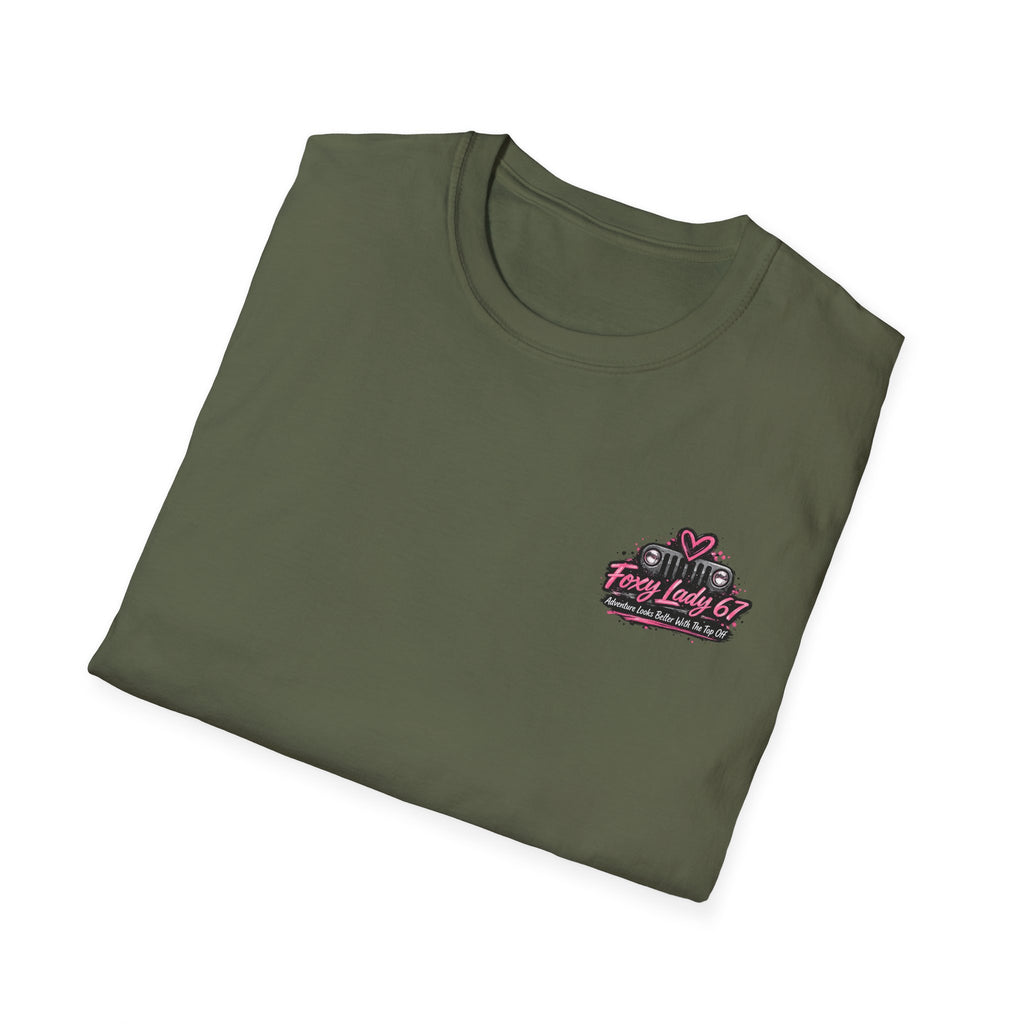 Lets Get Naked Jeep (design on front and back) Softstyle T-Shirt