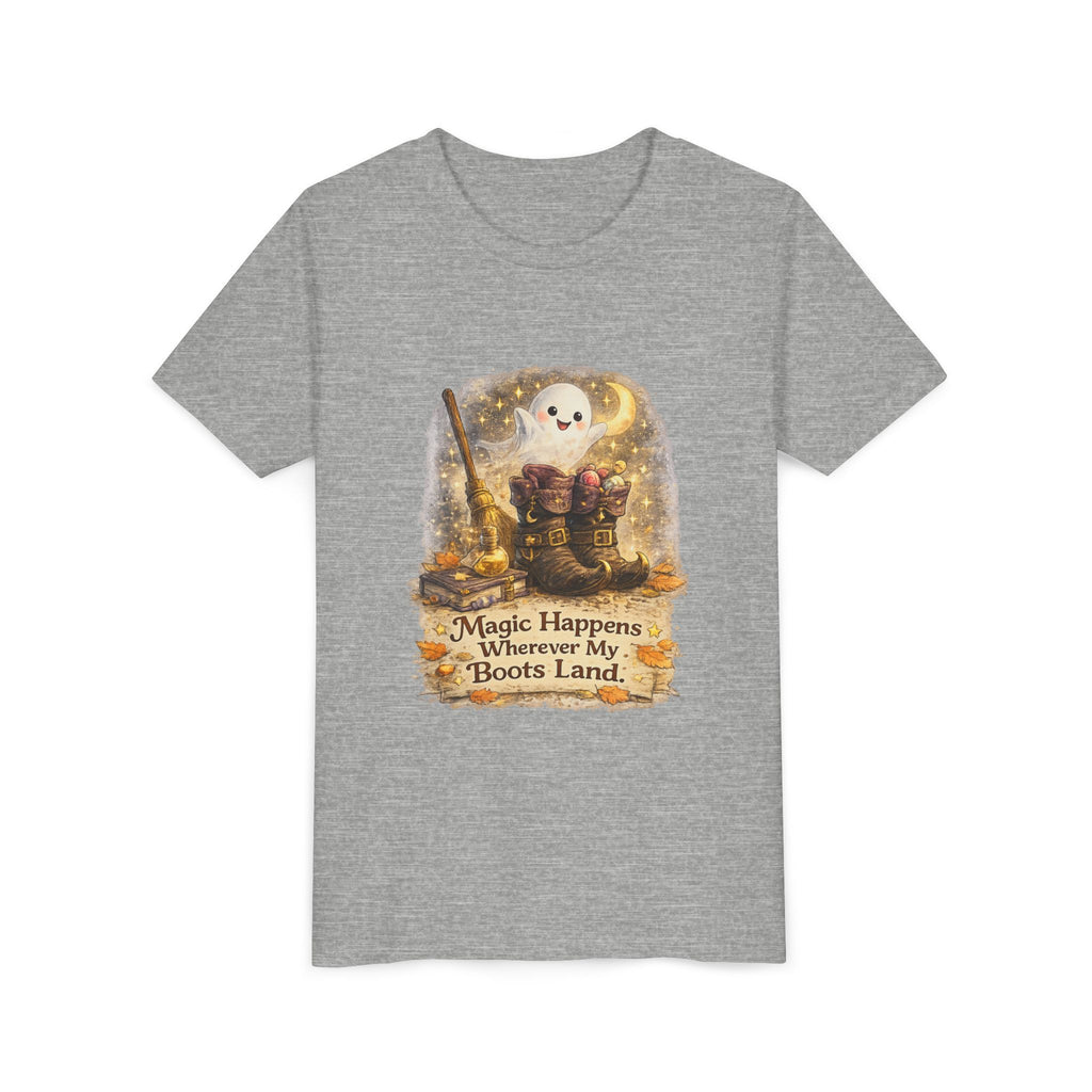 "Magic Happens Wherever My Boots Land" Ghost & Boots Graphic — Youth Tee
