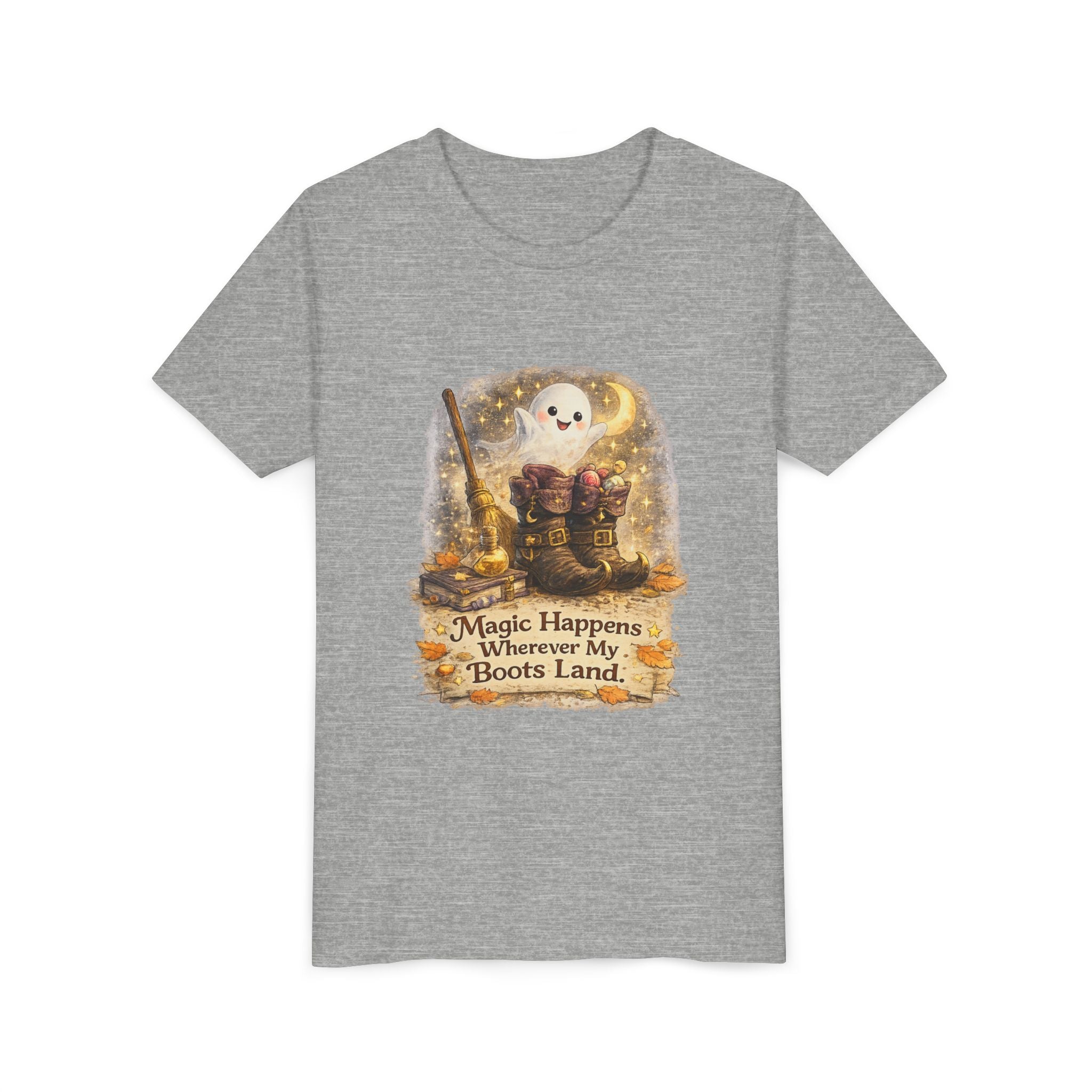 "Magic Happens Wherever My Boots Land" Ghost & Boots Graphic — Youth Tee