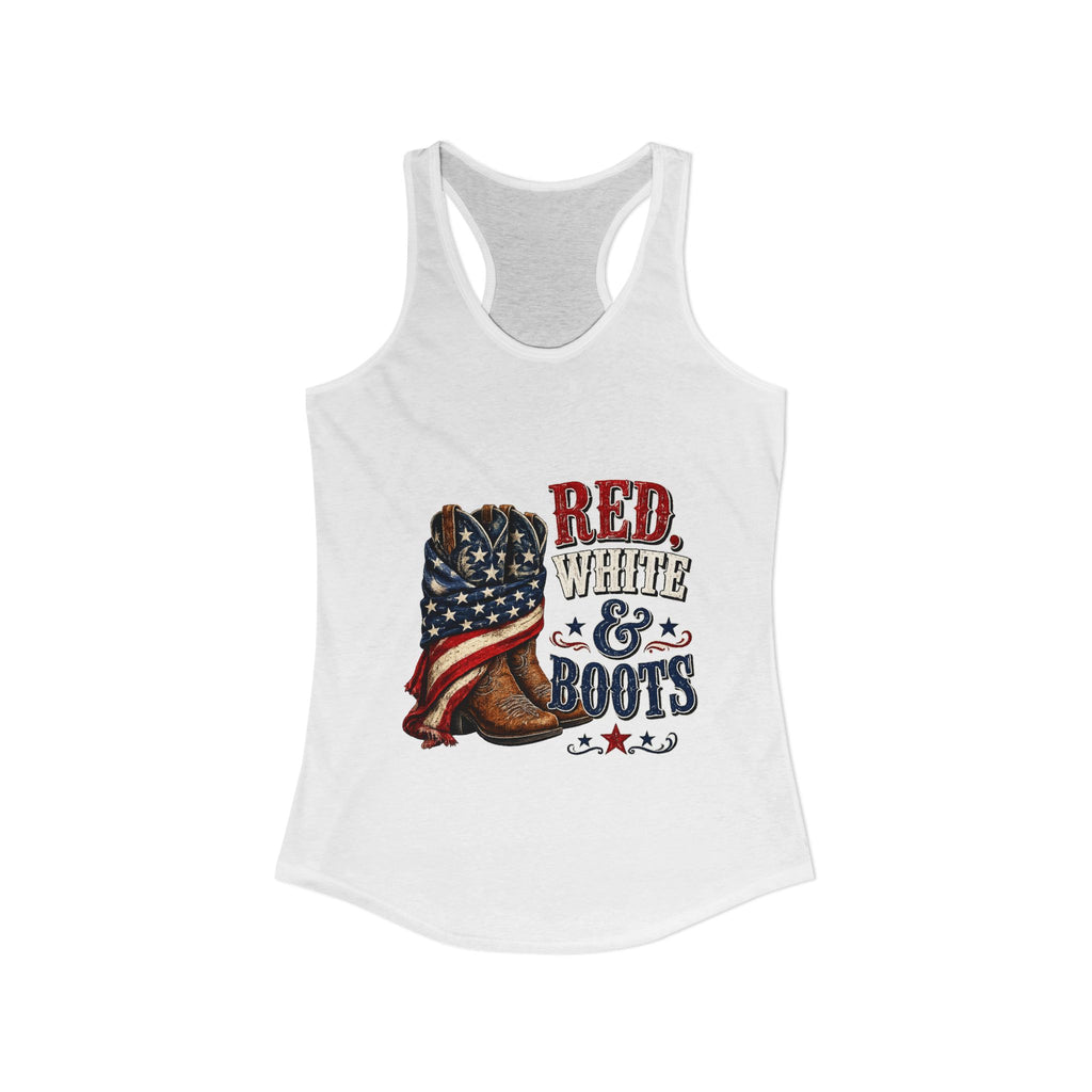 Red, White, & Boots Women's Ideal Racerback Tank