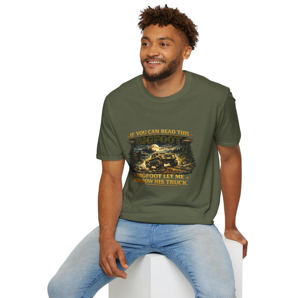 Bigfoot Truck T-Shirt — “If You Can Read This Bigfoot Let Me Borrow His Truck” Graphic Tee