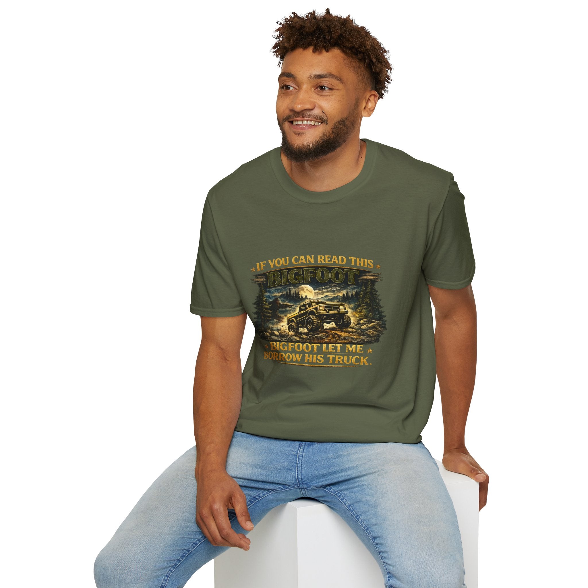 Bigfoot Truck T-Shirt — “If You Can Read This Bigfoot Let Me Borrow His Truck” Graphic Tee