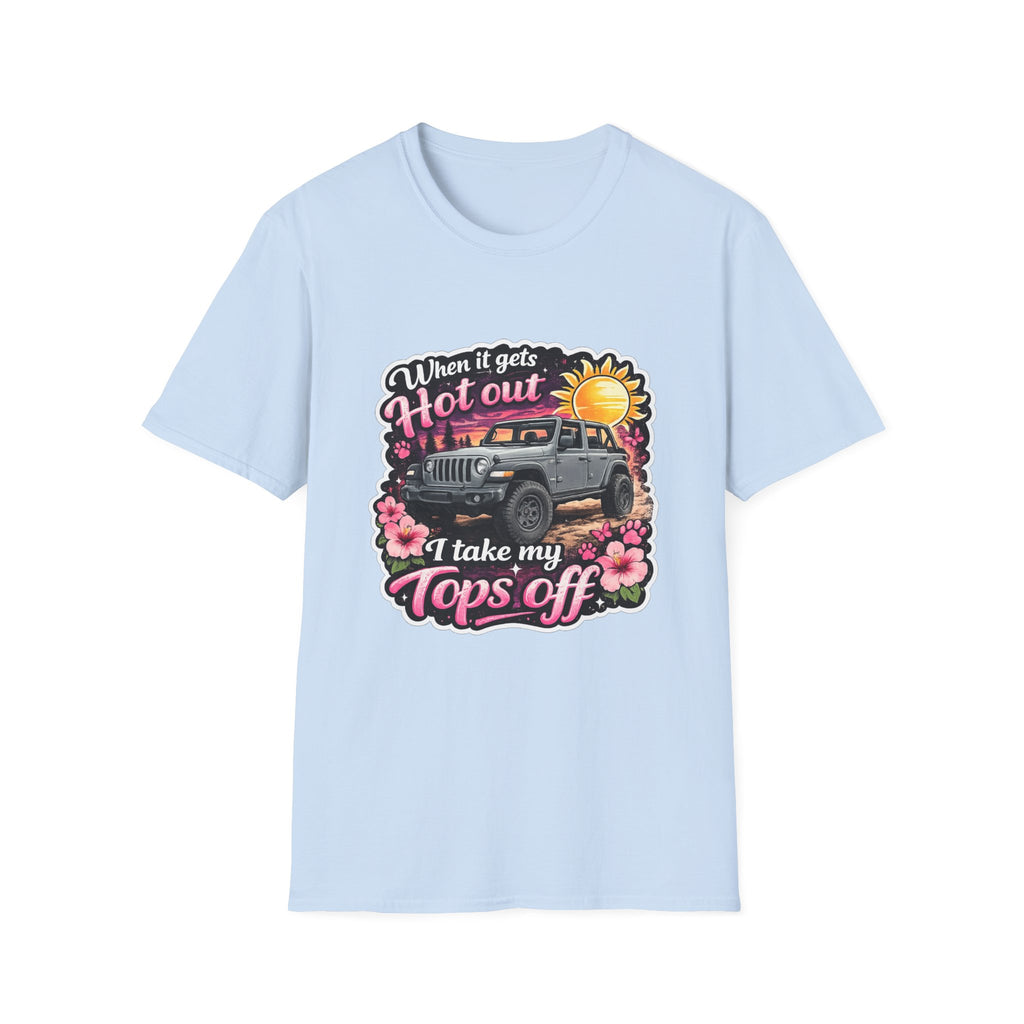 When It Gets Hot Out Jeep (Pink) Unisex Softstyle T-Shirt