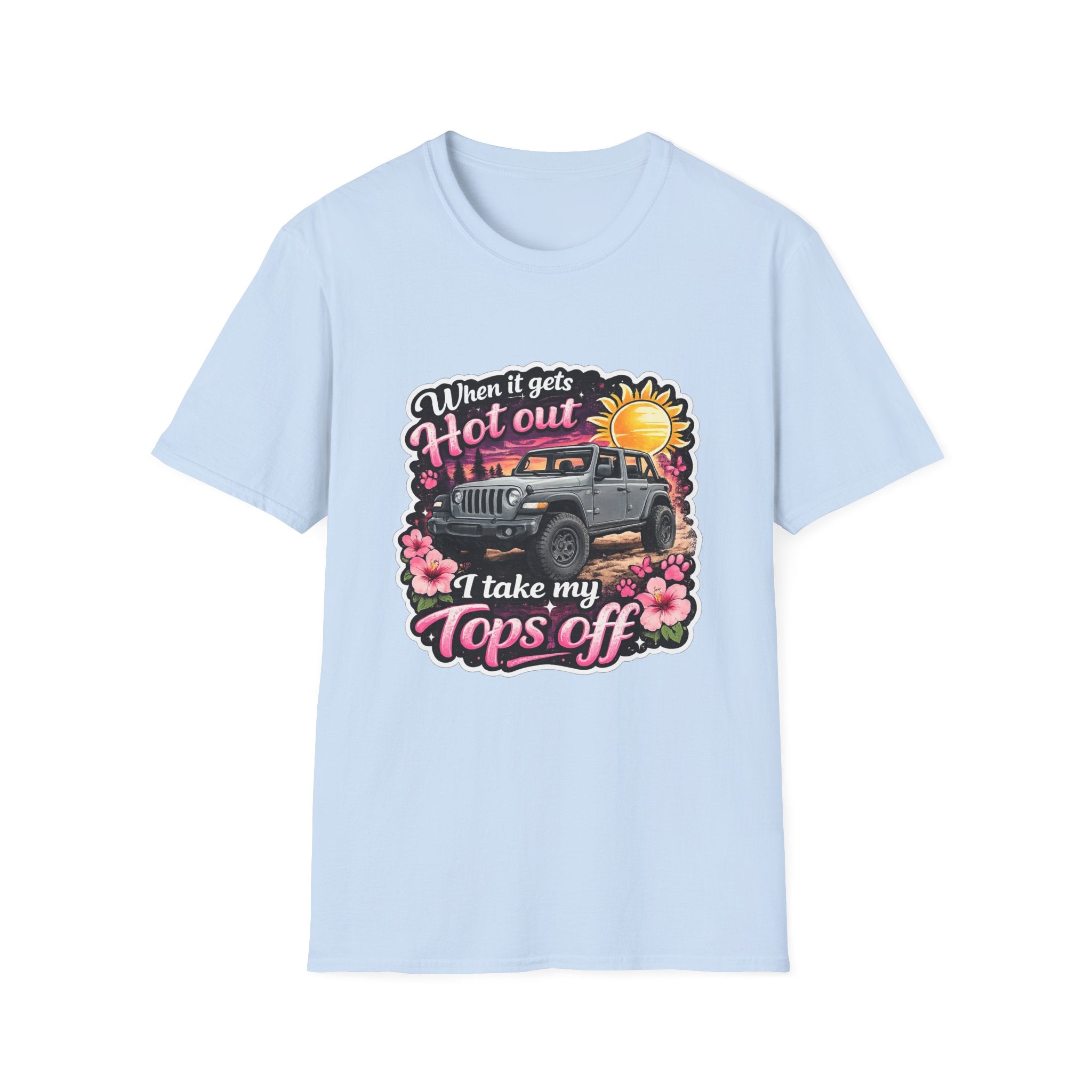 When It Gets Hot Out Jeep (Pink) Unisex Softstyle T-Shirt