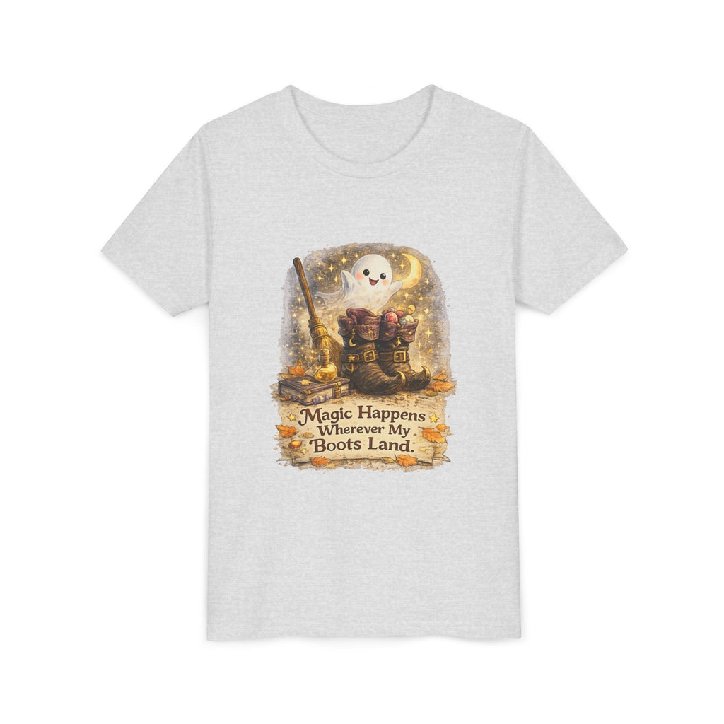 "Magic Happens Wherever My Boots Land" Ghost & Boots Graphic — Youth Tee