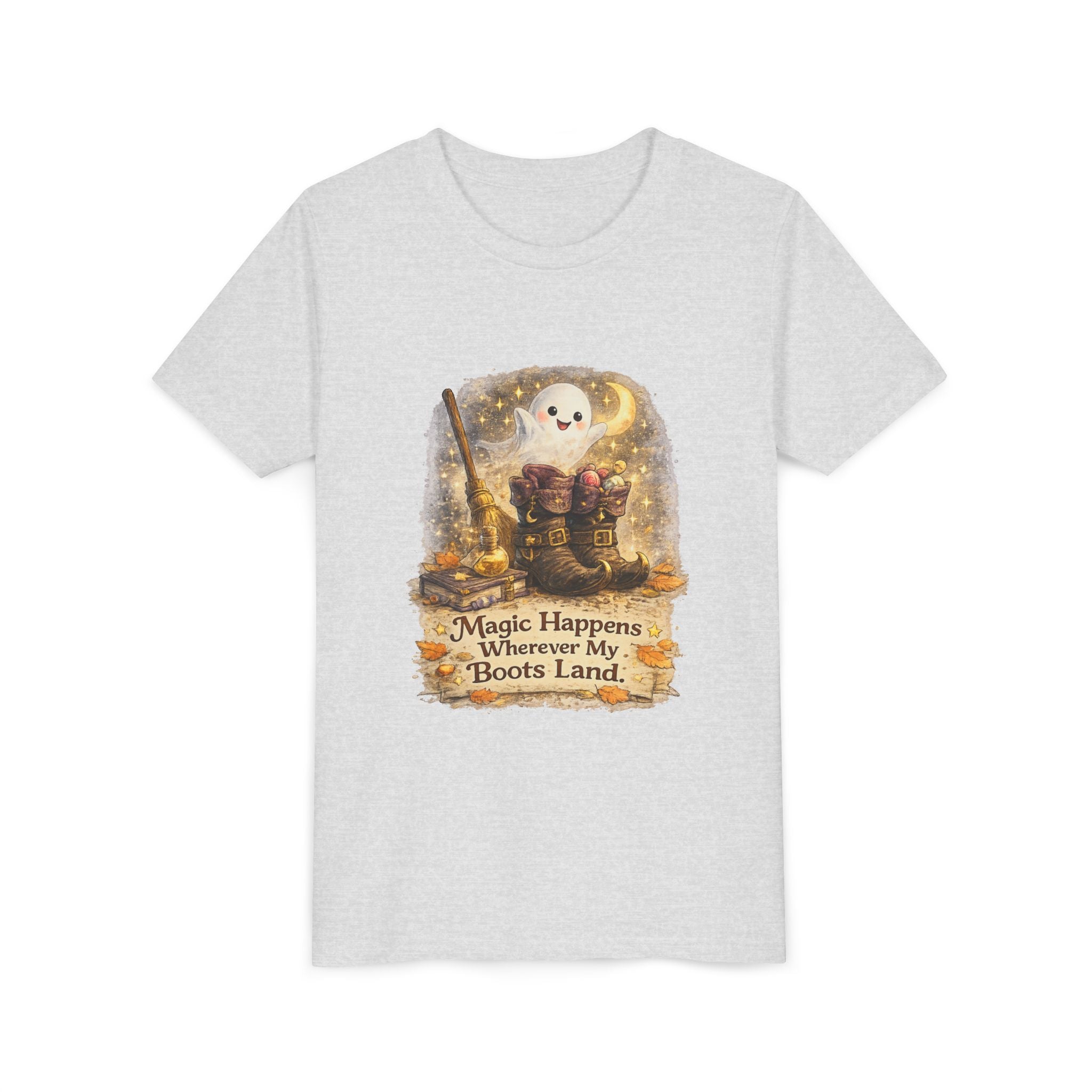"Magic Happens Wherever My Boots Land" Ghost & Boots Graphic — Youth Tee