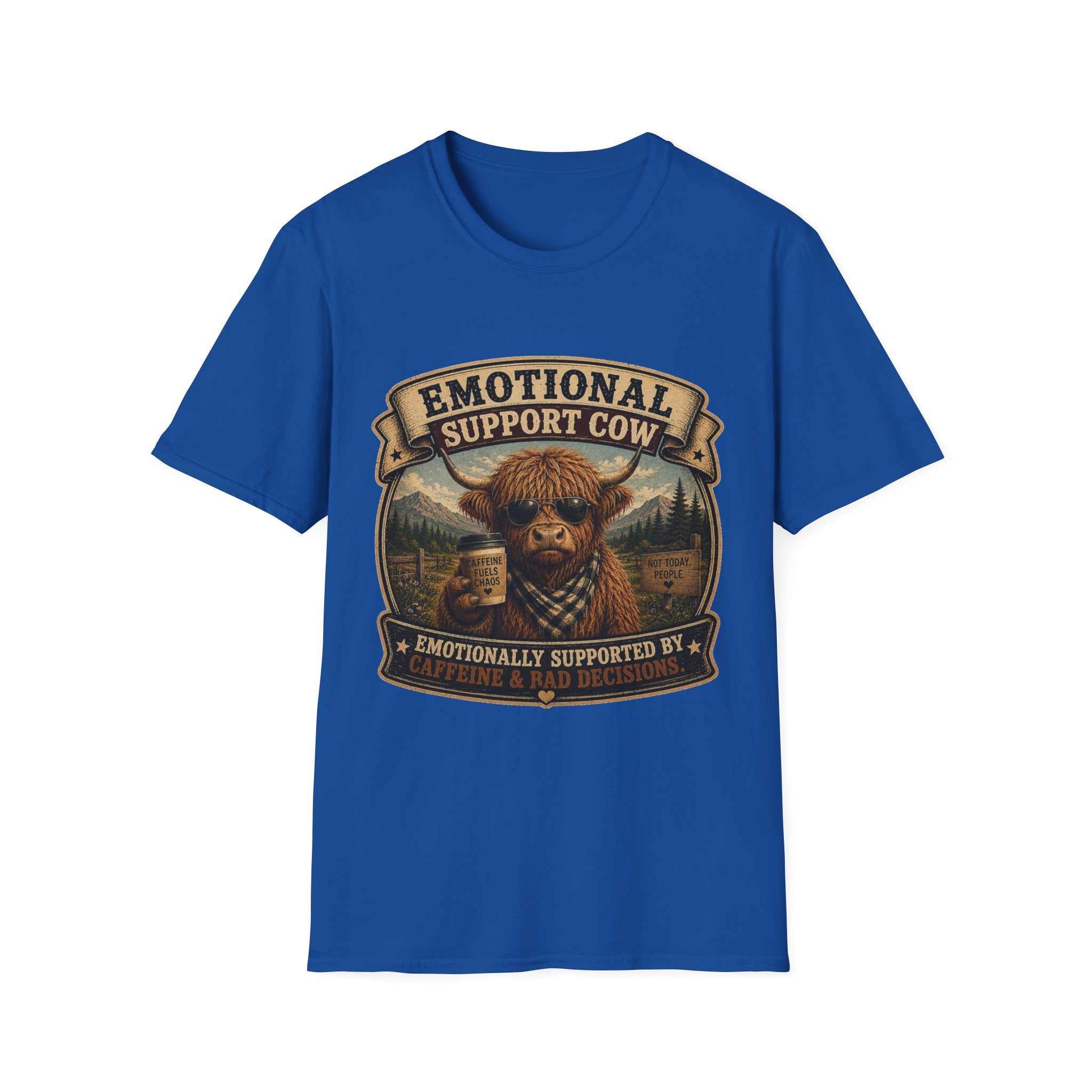 Emotional Support Cow - Highland Cow Unisex Softstyle T-Shirt