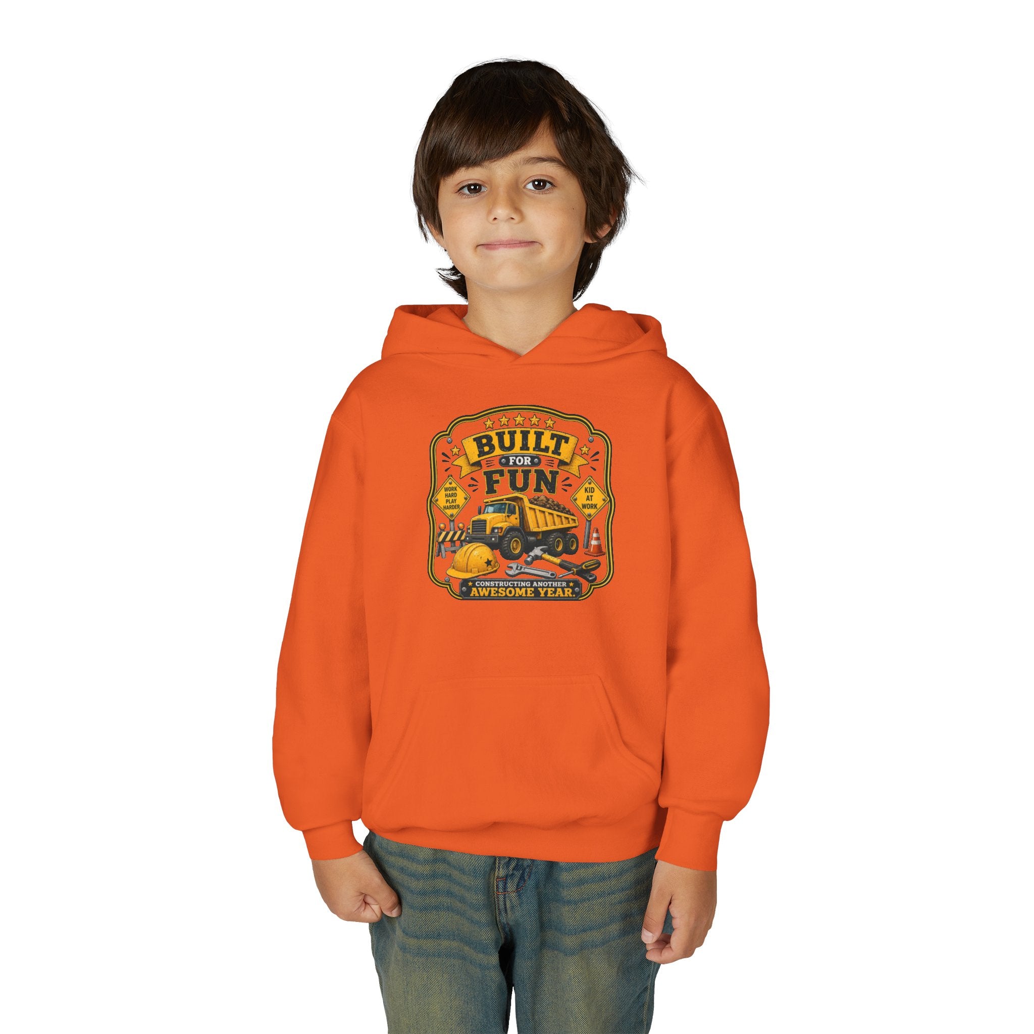 "Built for Fun" Construction Truck Pullover - Youth Hoodie