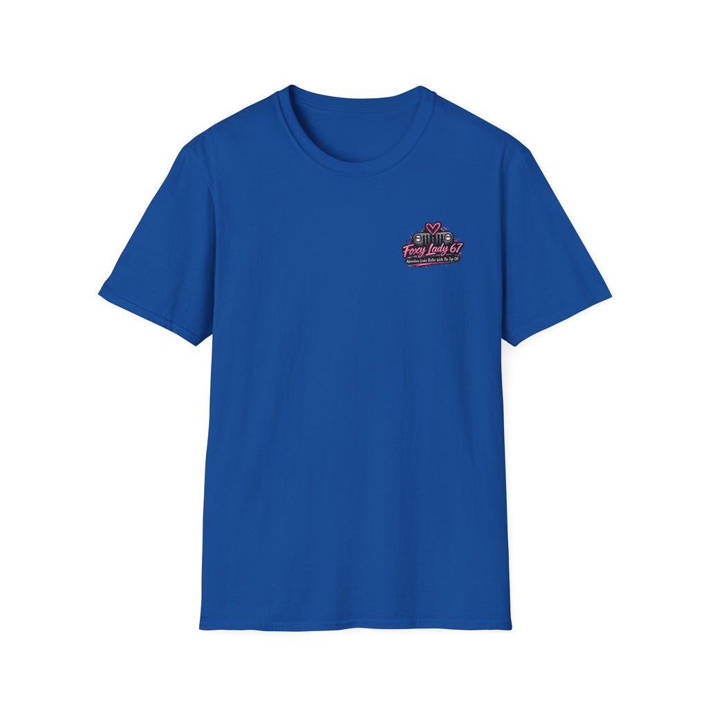 Lets Get Naked Jeep (design on front and back) Softstyle T-Shirt