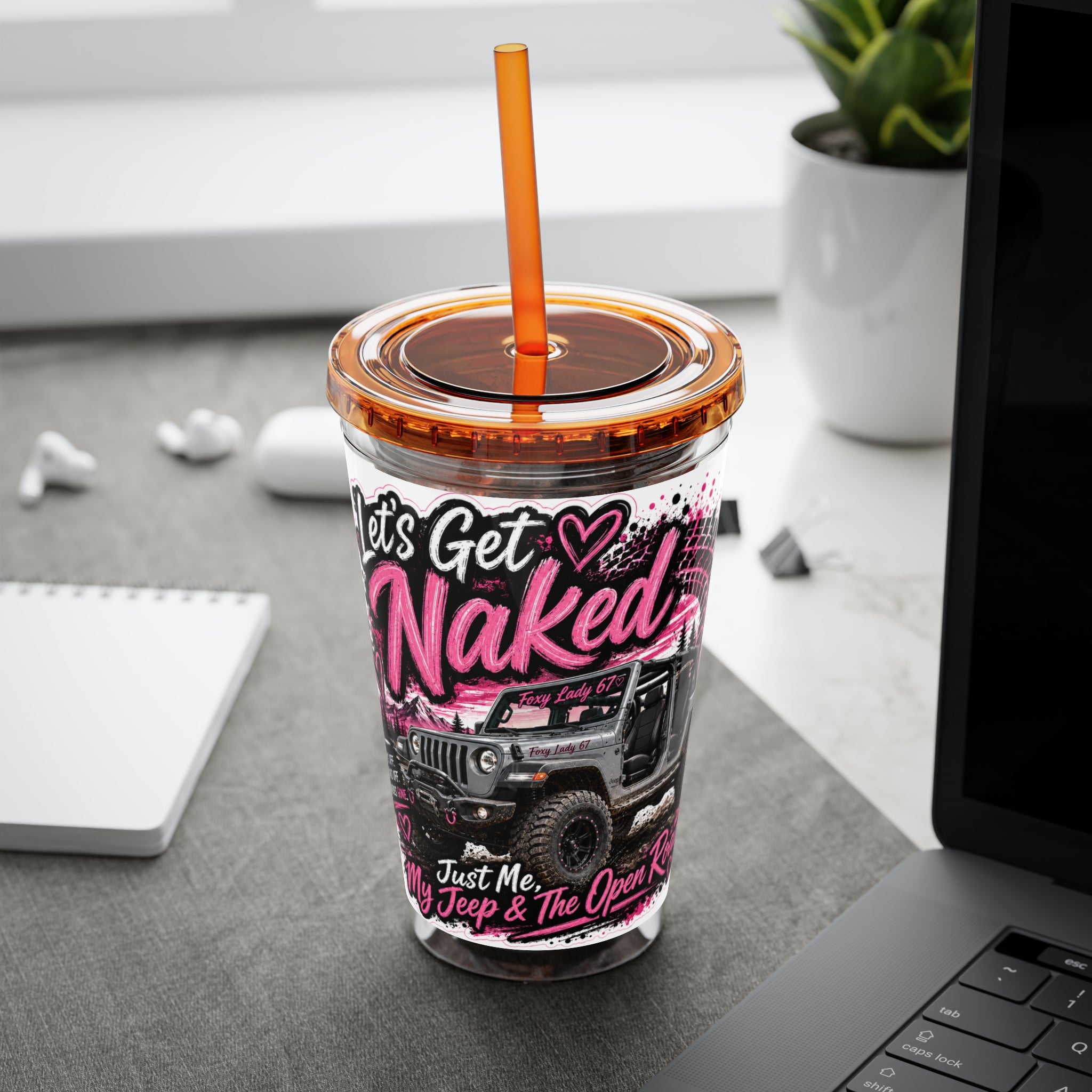 “Let’s Get Naked” Jeep Off‑Road — Straw Cup 16oz Tumbler