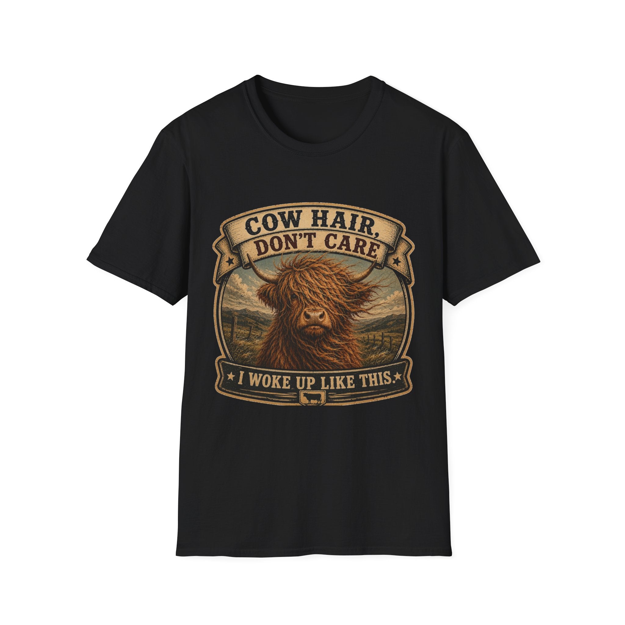 Cow Hair Don't Care Highland Cow - Unisex Softstyle T-Shirt