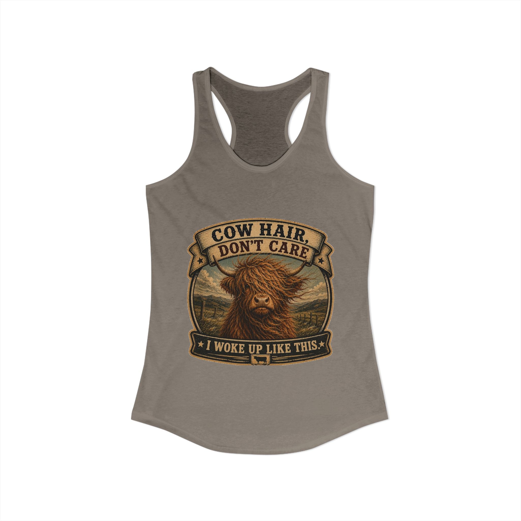 Cow Hair Don't Care Women's Ideal Racerback Tank