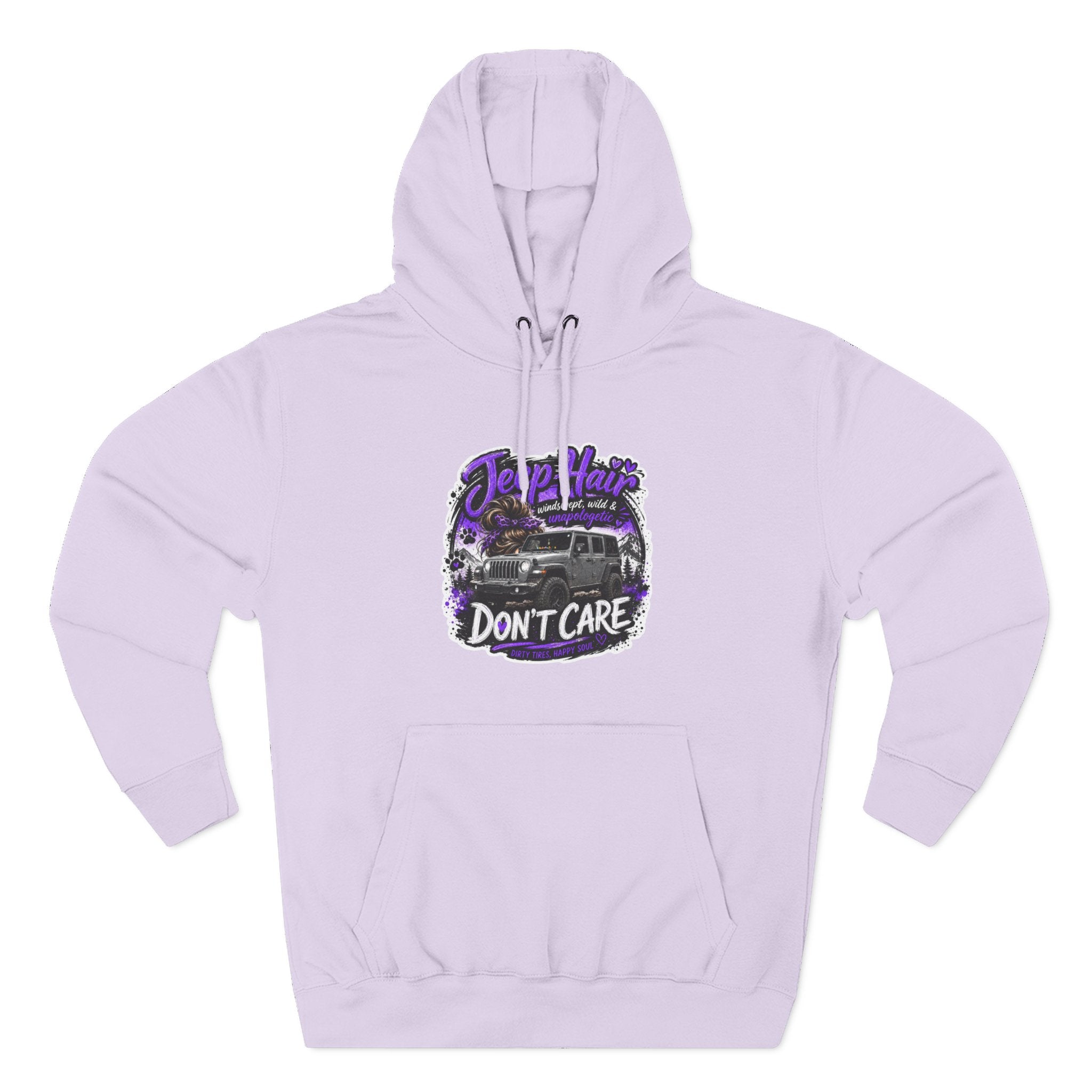 Jeep Hair Don't Care (Purple) Three-Panel Fleece Hoodie
