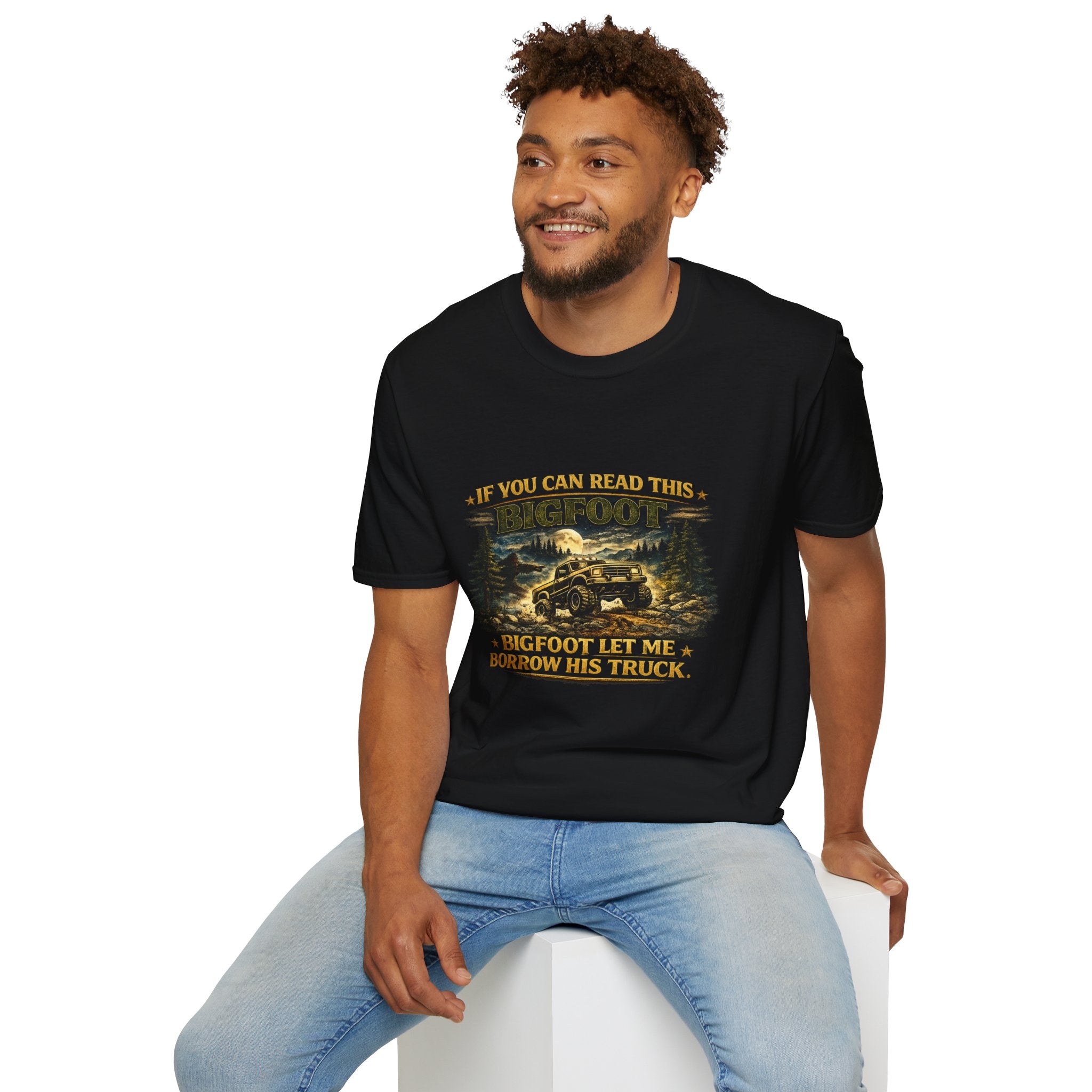 Bigfoot Truck T-Shirt — “If You Can Read This Bigfoot Let Me Borrow His Truck” Graphic Tee