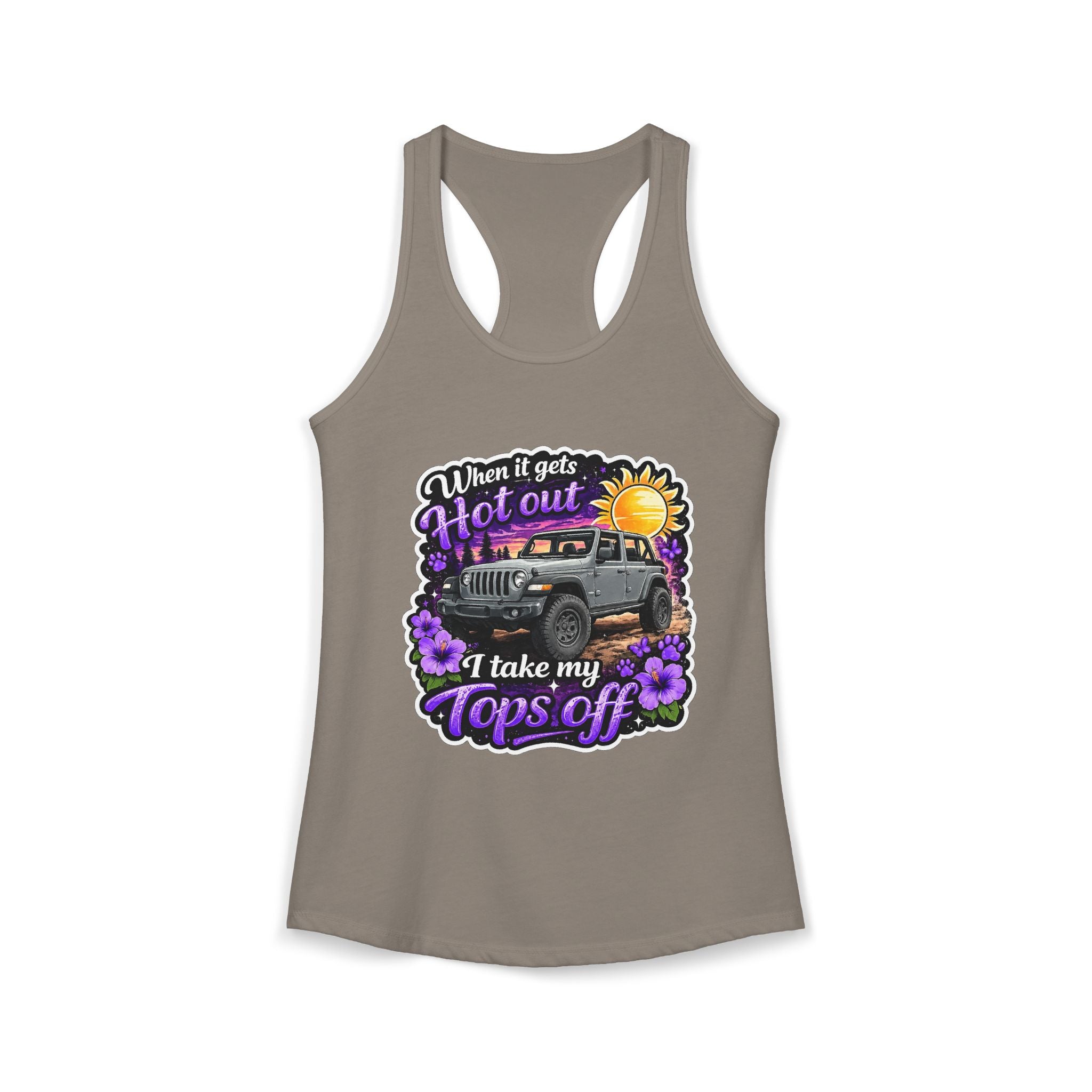 When It Gets Hot I Take My Tops Off (Purple) Women's Ideal Racerback Tank