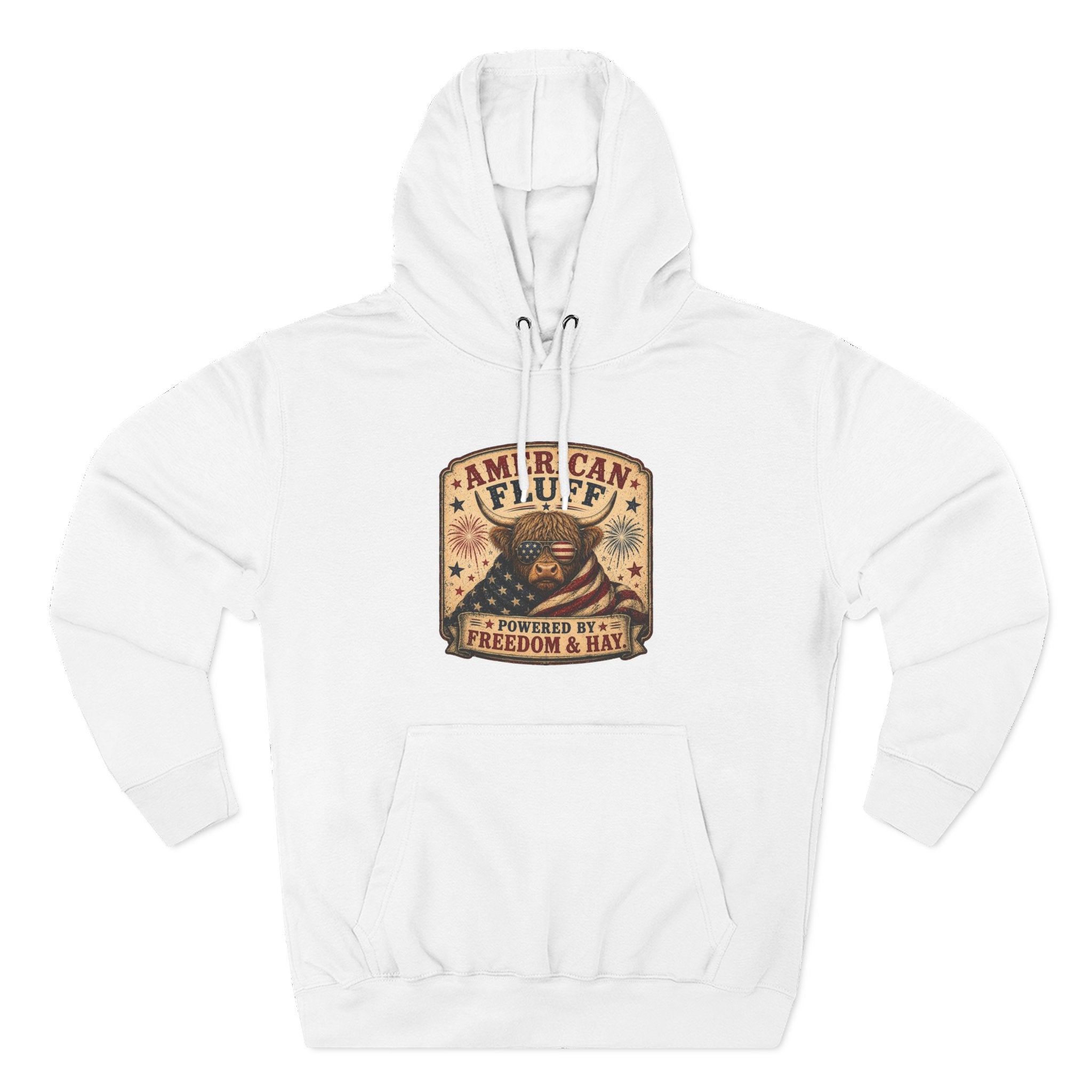 American Fluff Highland Cow Three-Panel Fleece Hoodie