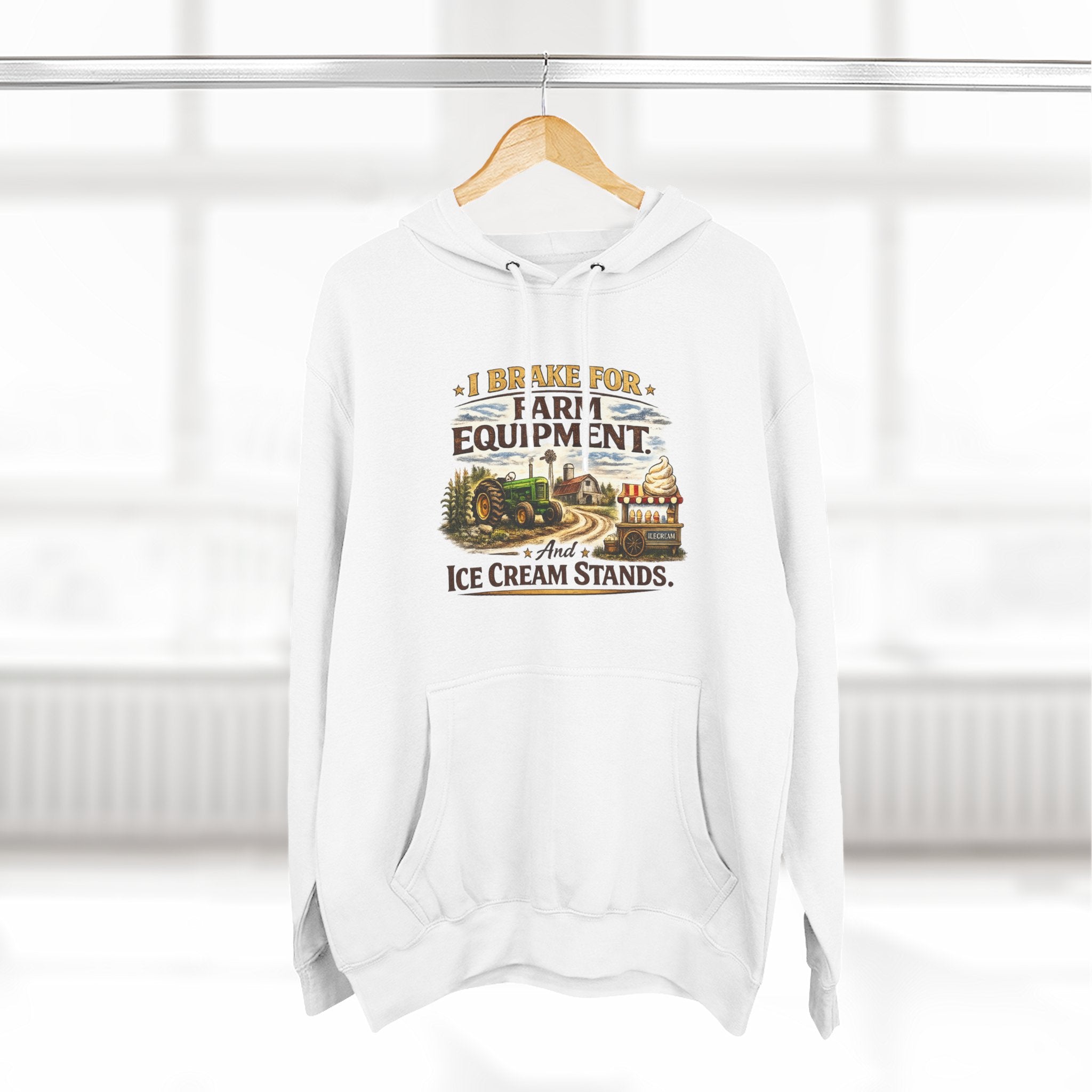 Farm Equipment & Ice Cream Stands Hoodie - Vintage Country Farming Graphic Hoodie