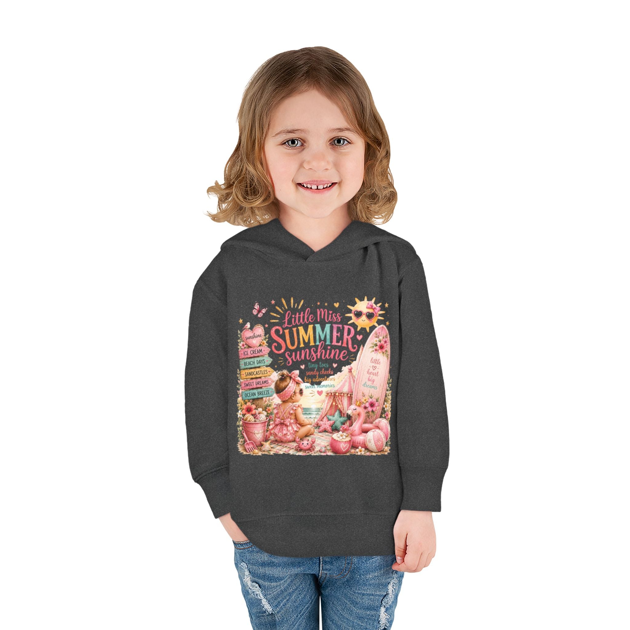 "Little Miss Summer Sunshine" Cute Beach Print Pullover - Toddler Hoodie