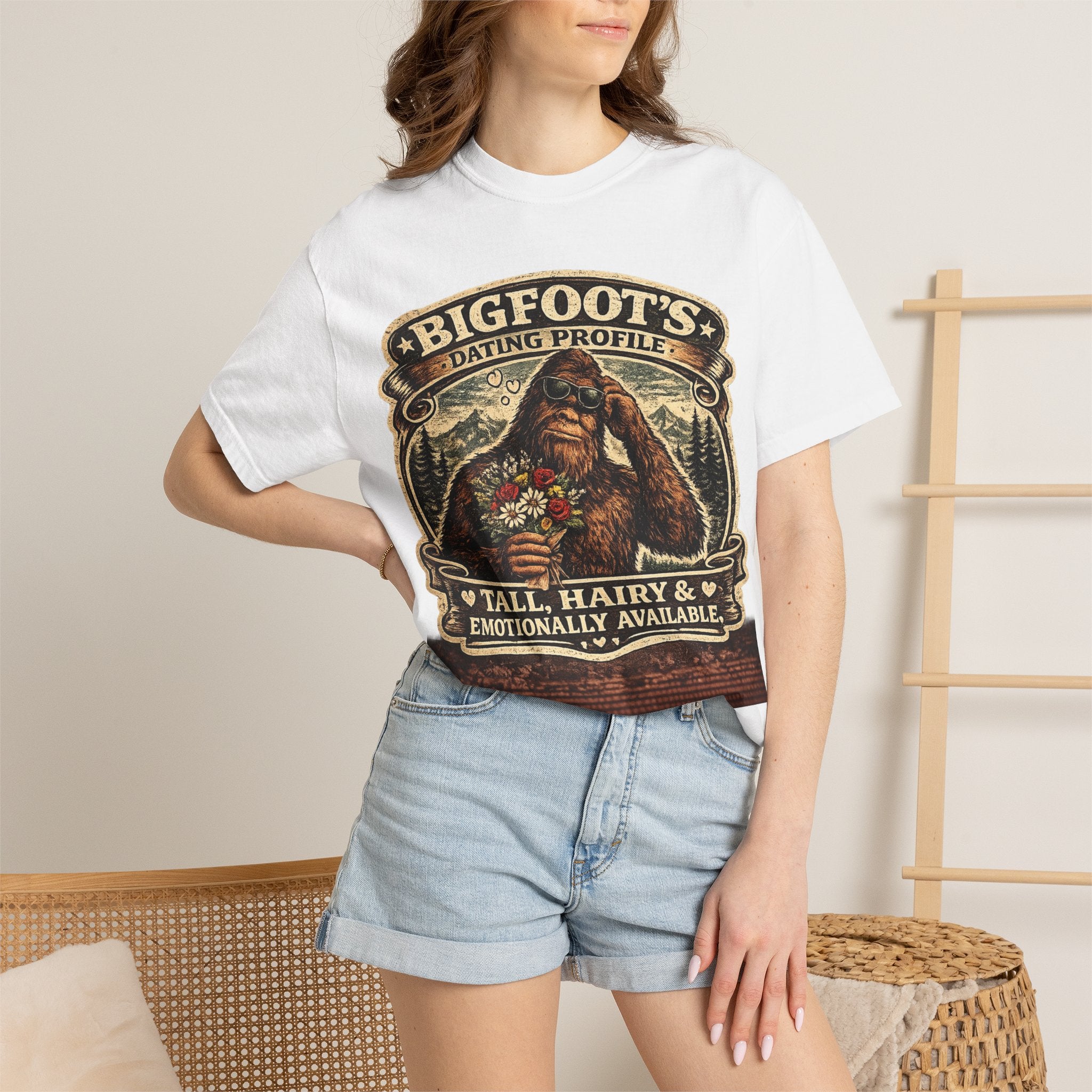 Bigfoot's Dating Profile Tall Hairy & Emotionally Available T-shirt