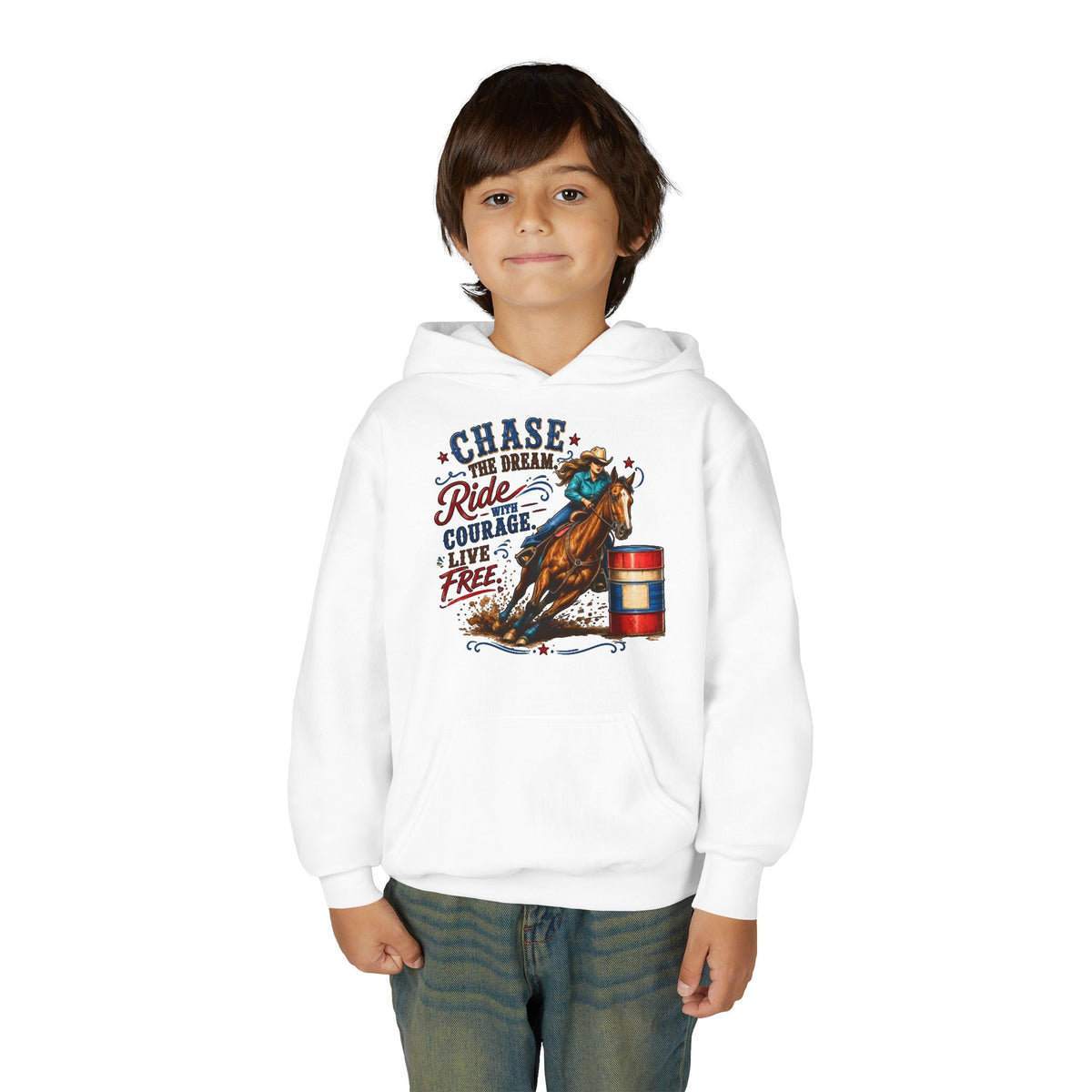 Chase the Dream with Courage Youth Heavy Blend Hooded Sweatshirt