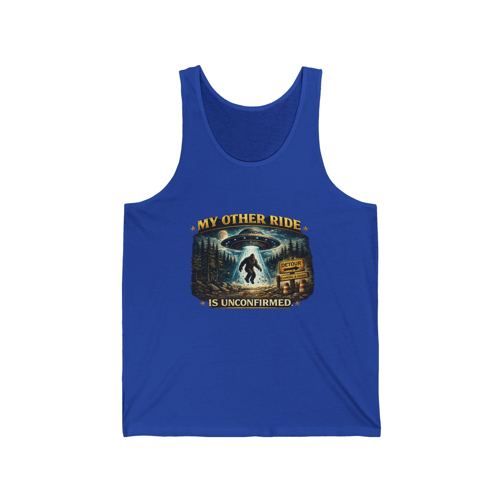"My Other Ride is Unconfirmed" Cryptid Graphic Tank - Bigfoot UFO Tank Top