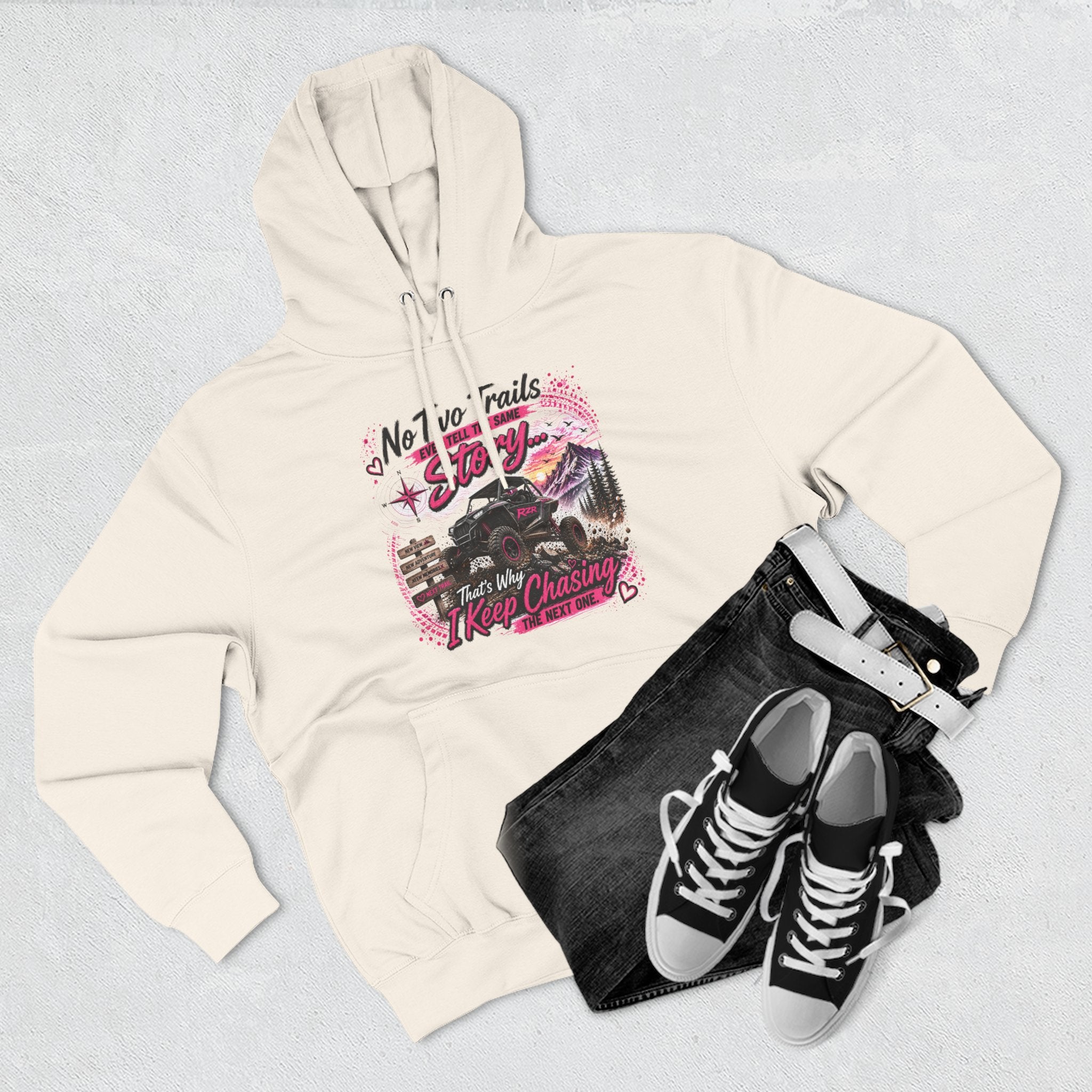 No Two Trails Stay the Same Motorcycle Hoodie – Retro Road Trip Graphic Sweatshirt