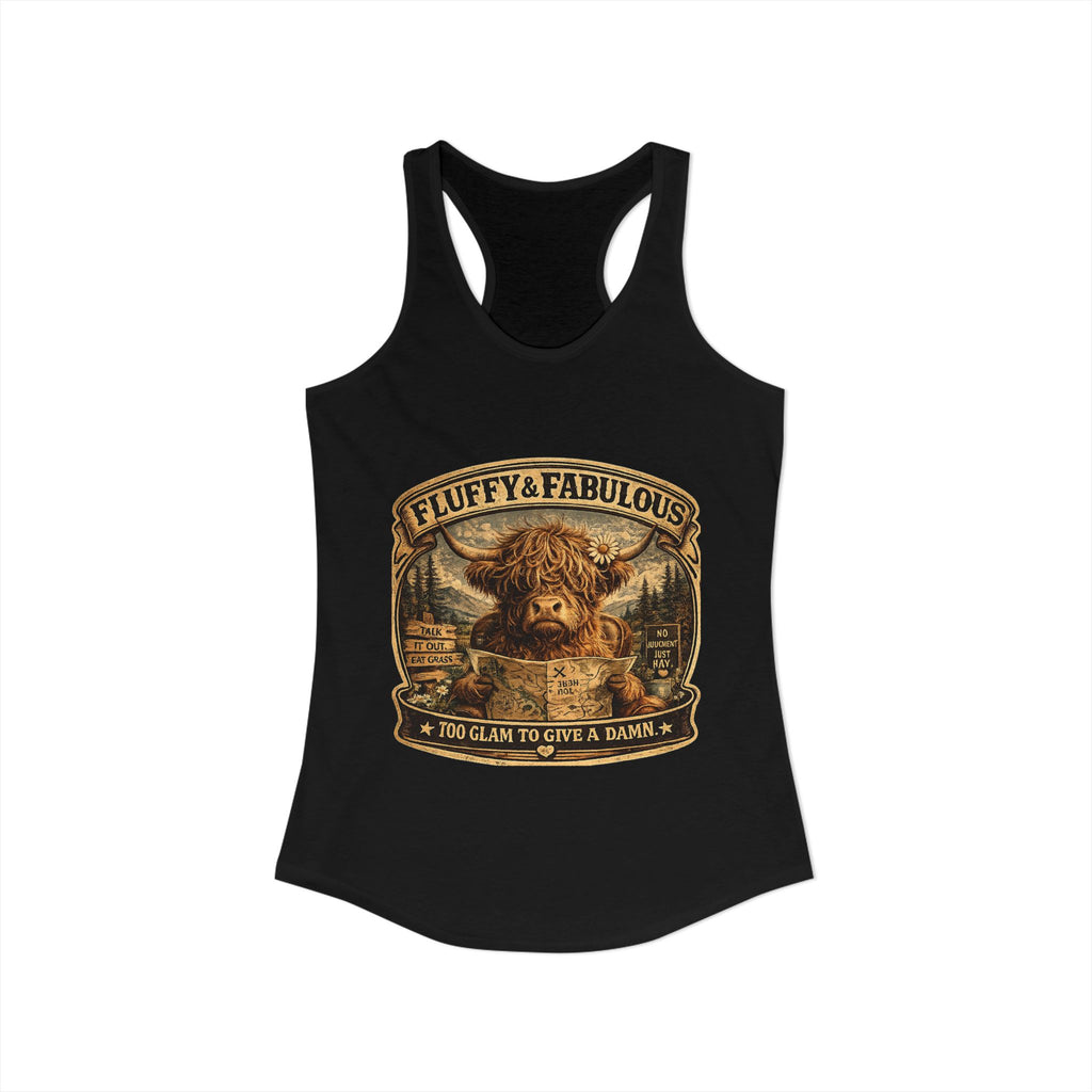 Fluffy & Fabulous Highland Cow Women's Ideal Racerback Tank